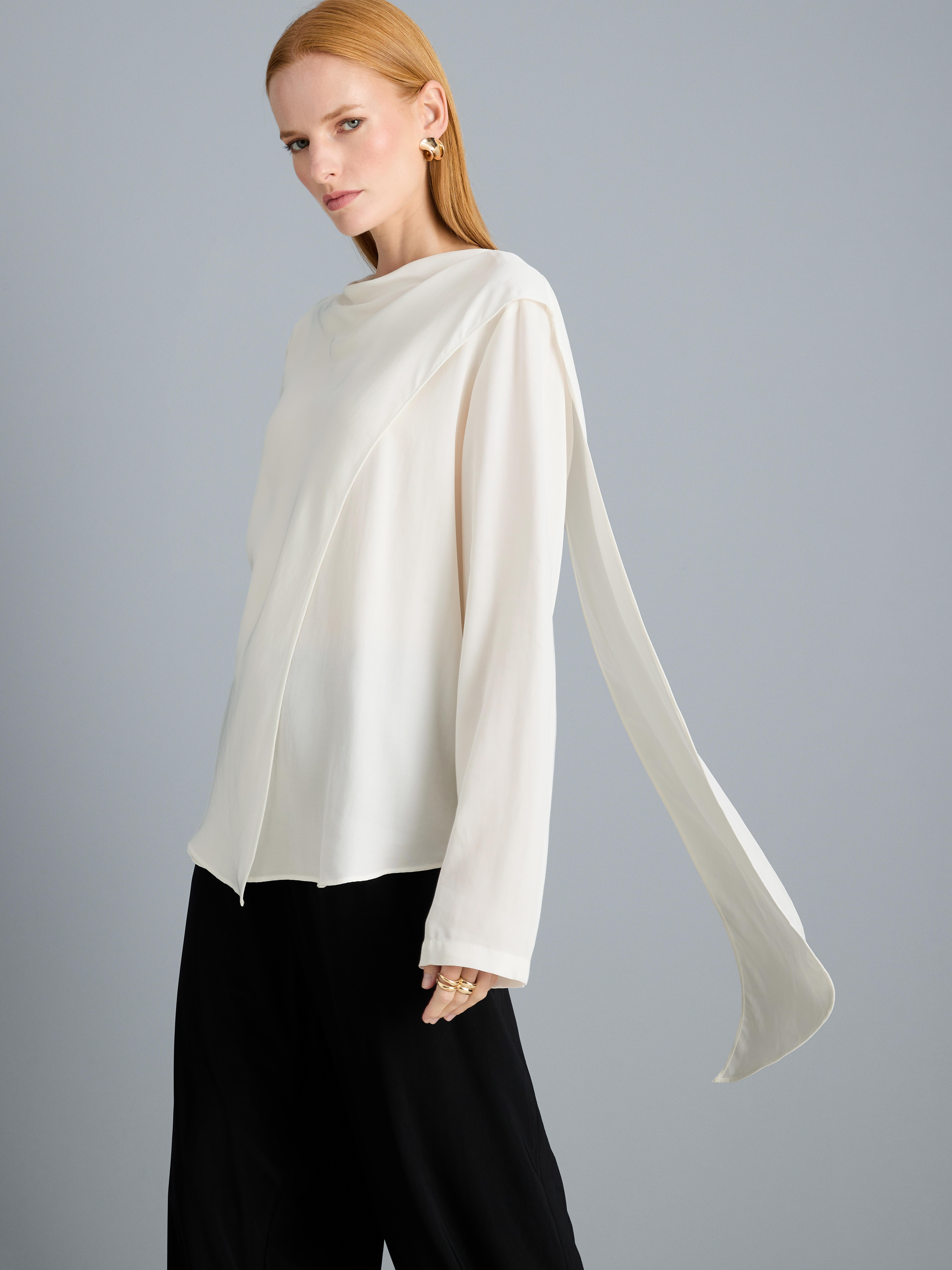 Relaxed Drape Blouse - White