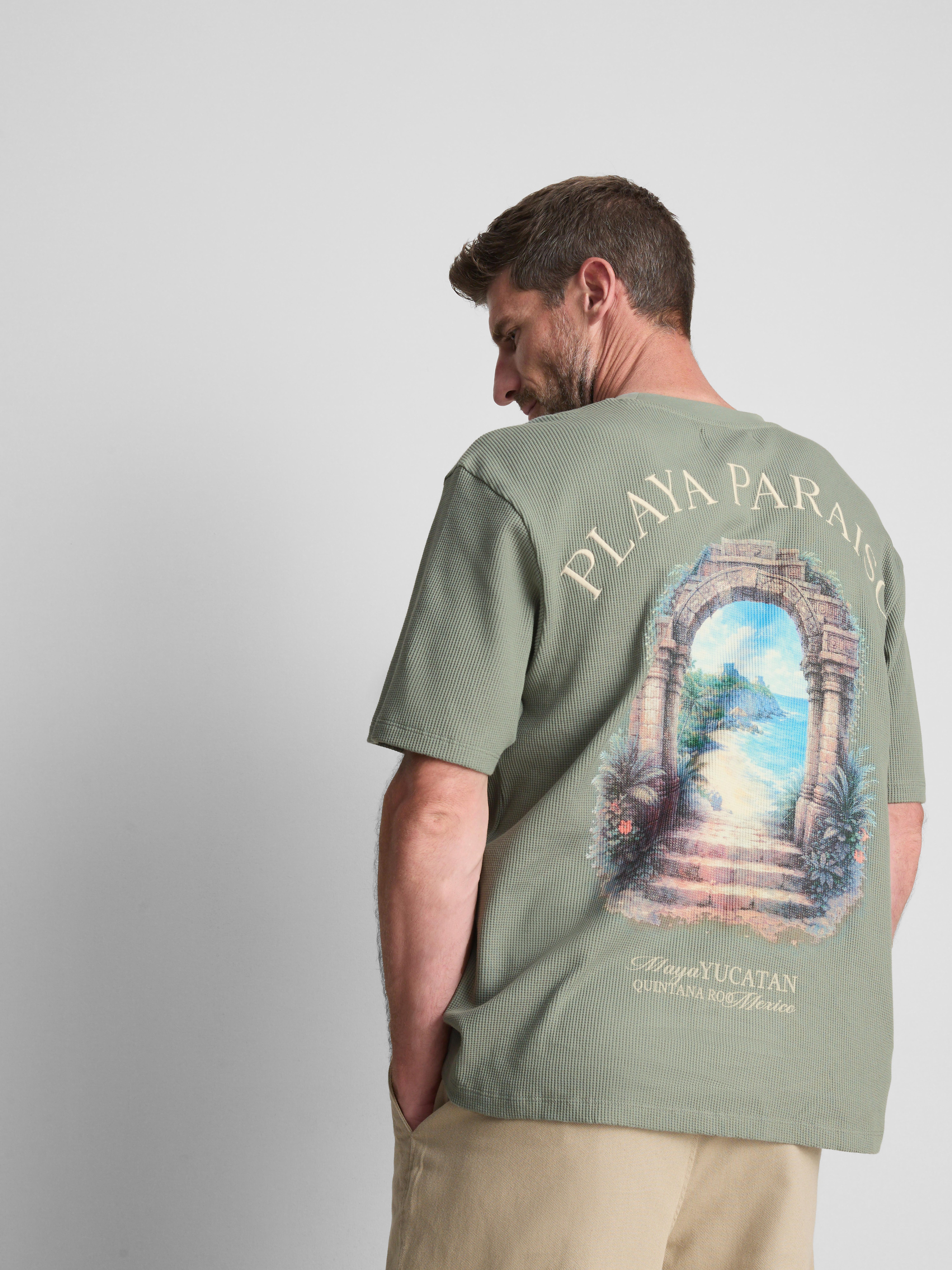 Pure Cotton Waffle T-Shirt - Green