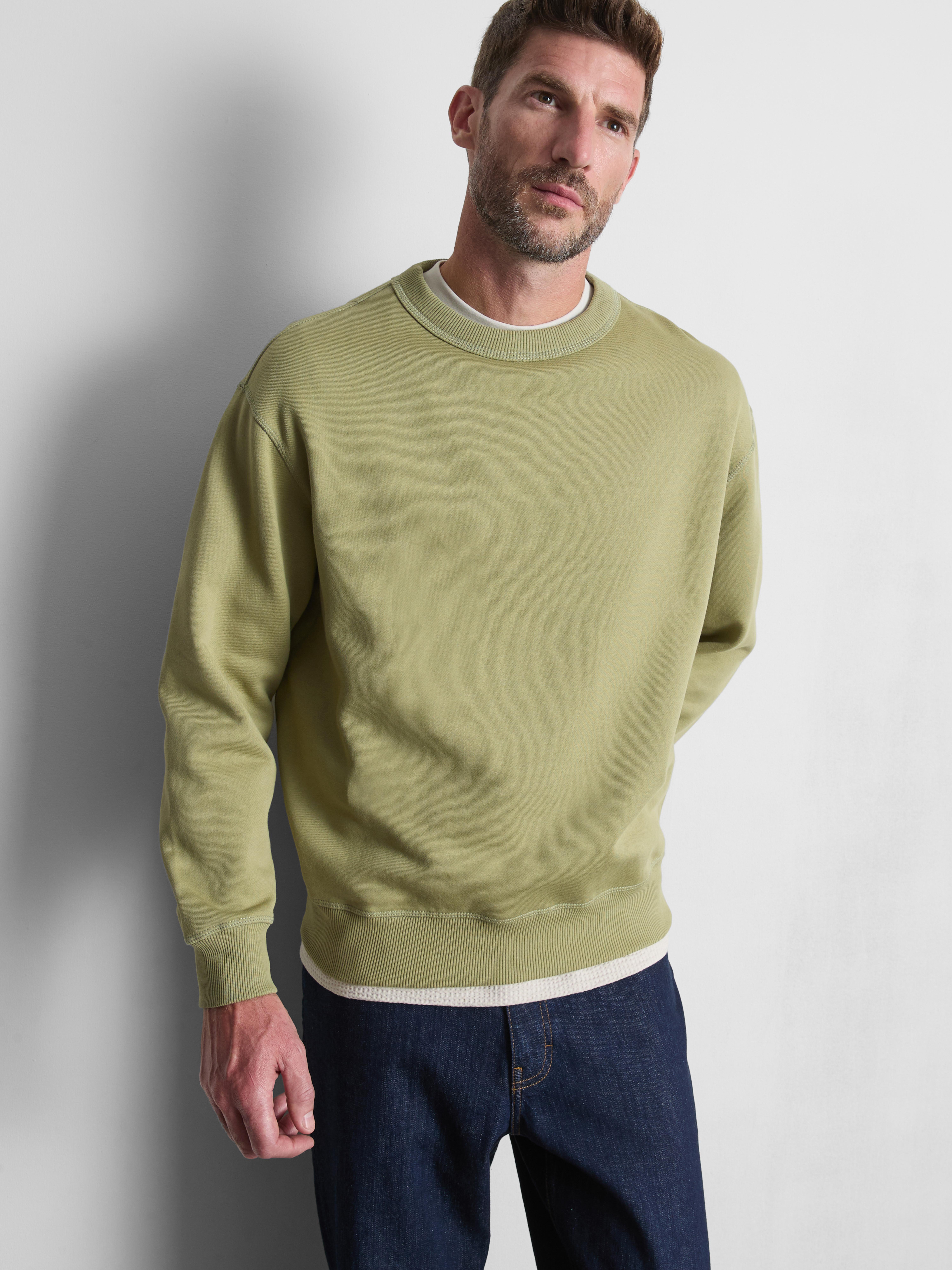 Cotton Rich Oversized Crew Neck Sweatshirt - Green