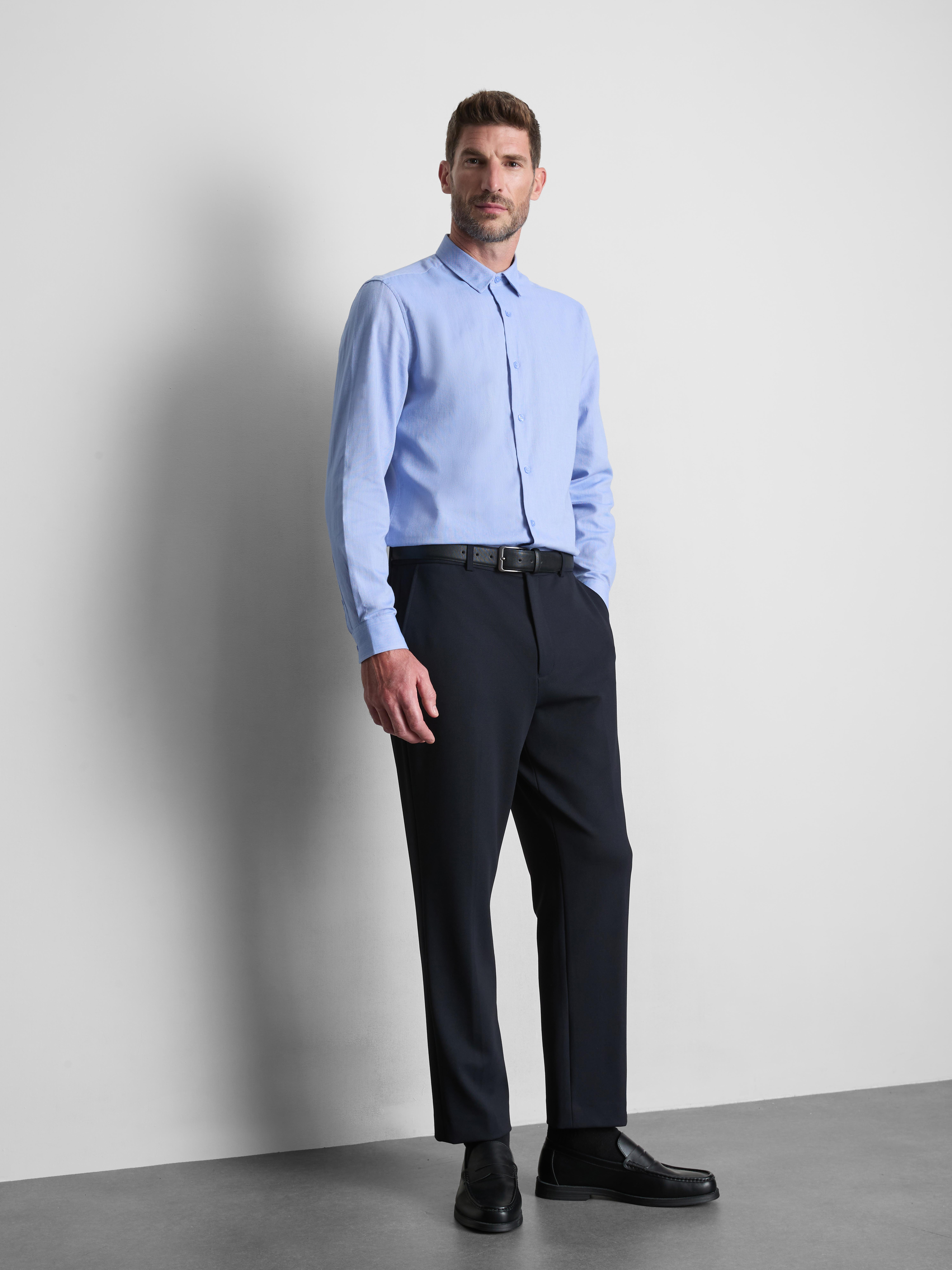 Textured Oxford Shirt - Light Blue