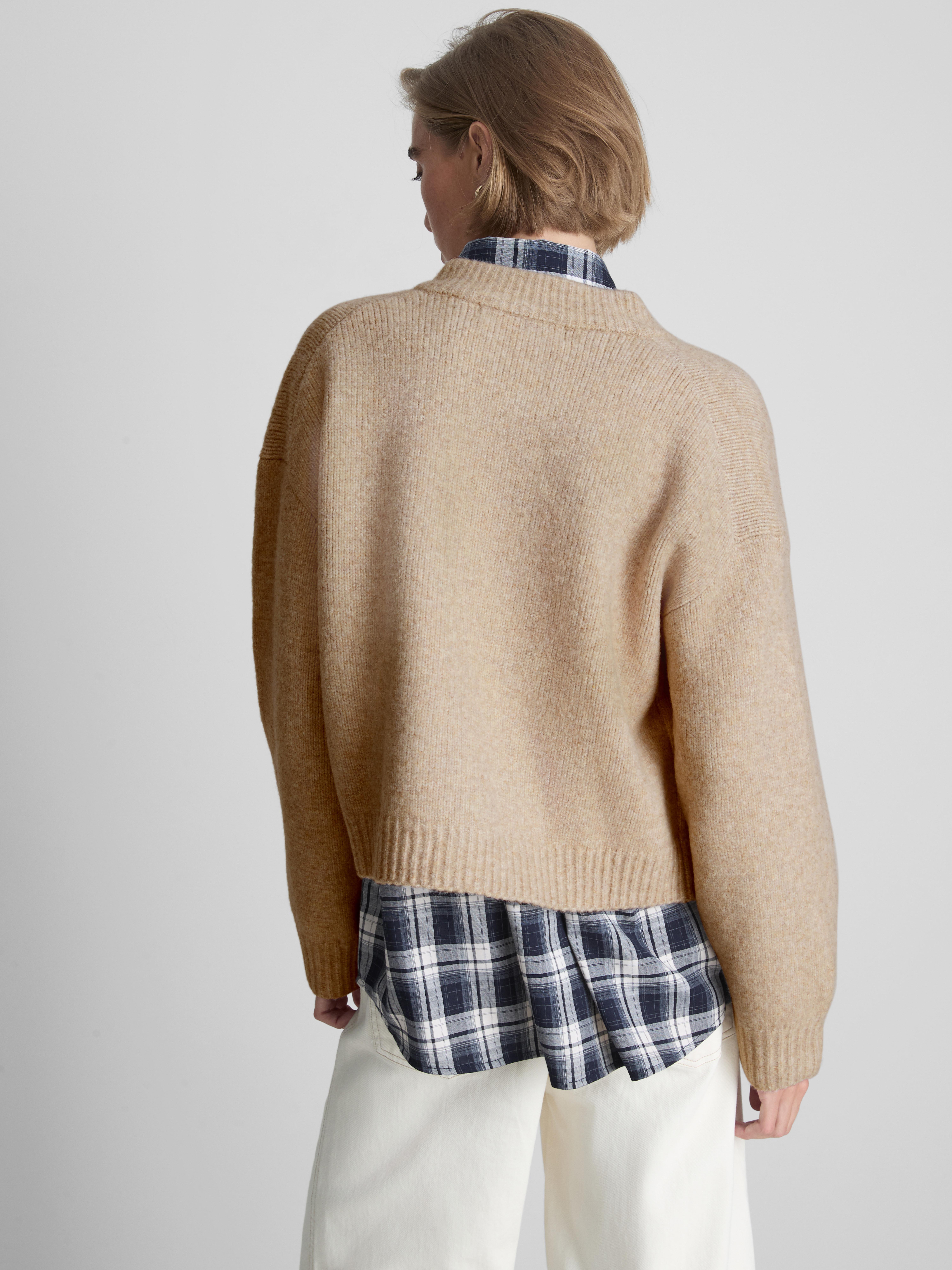 Knitted Bomber Cardigan - Oatmeal