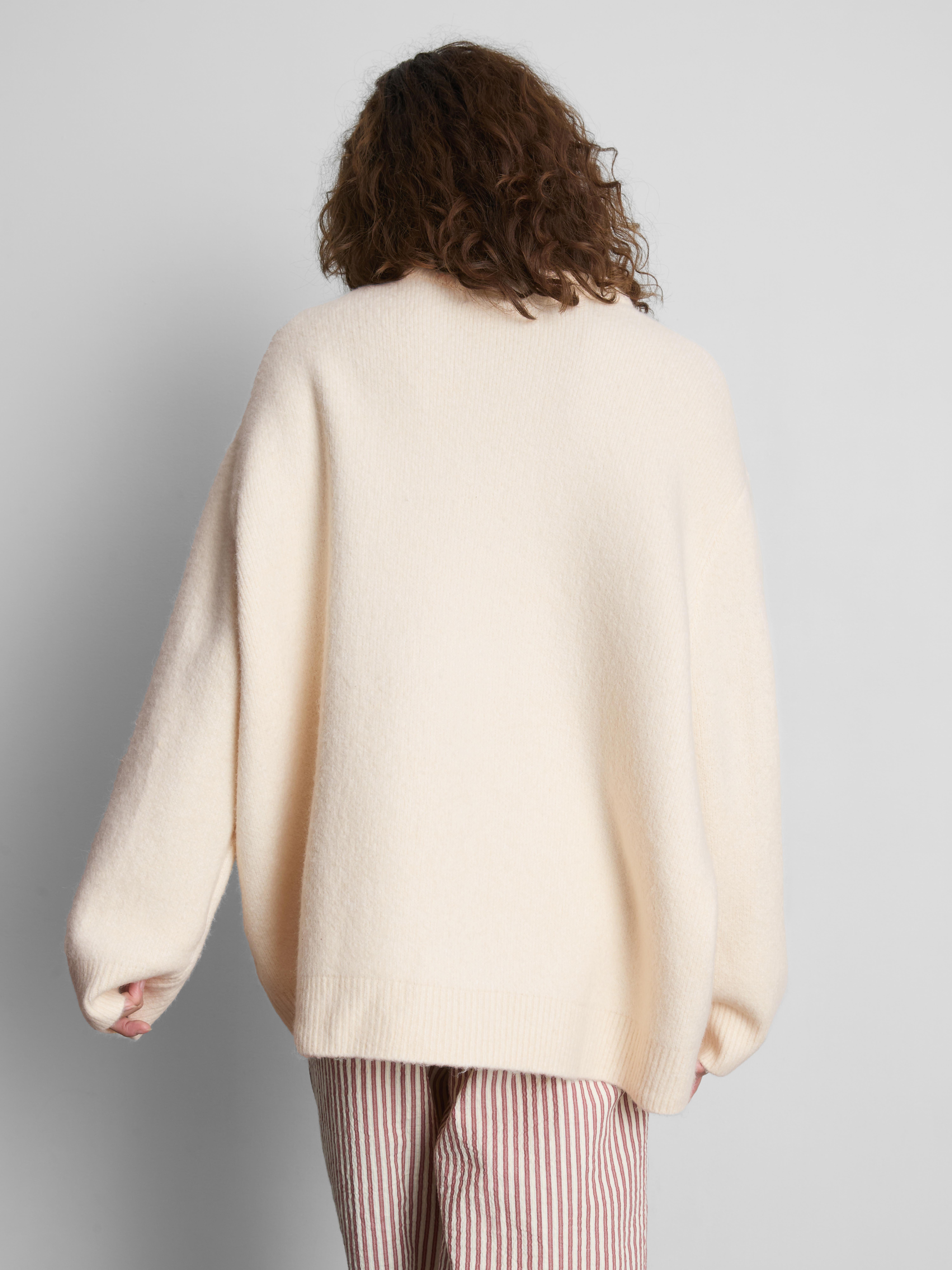Wool Blend Oversized Crew Neck Sweater - Cream