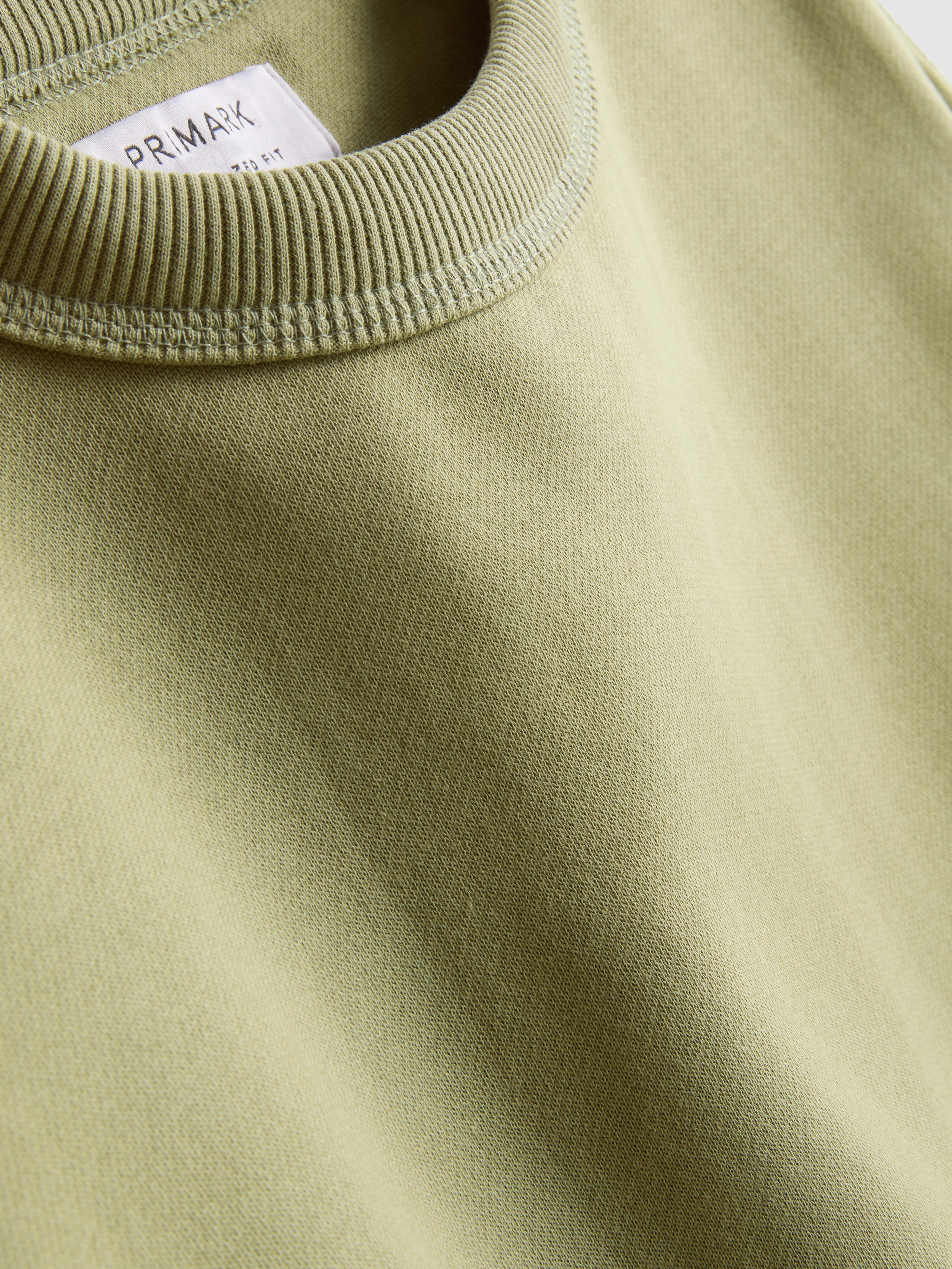 Cotton Rich Oversized Crew Neck Sweatshirt - Green