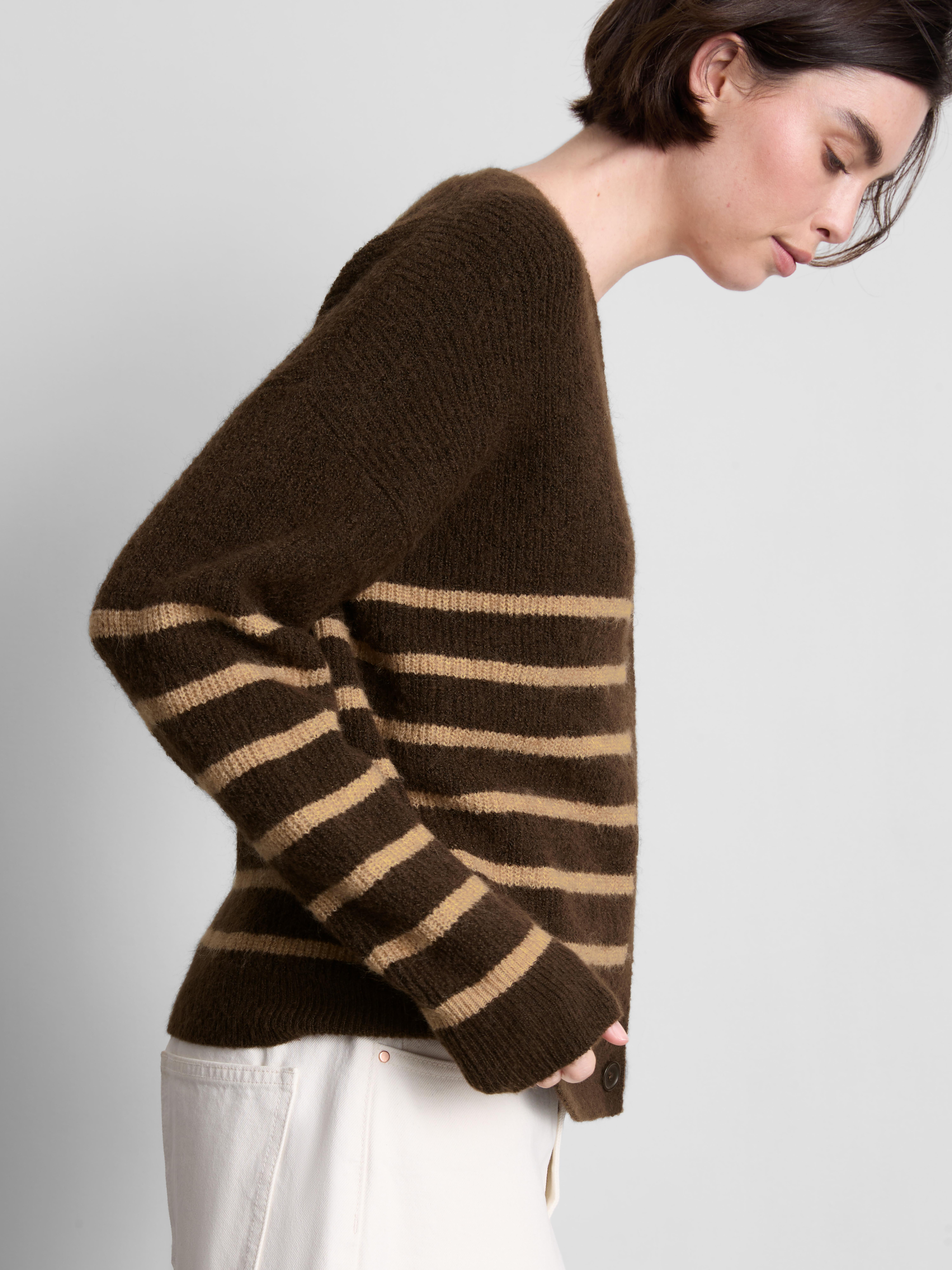 Soft Rib V-Neck Cardigan - Brown
