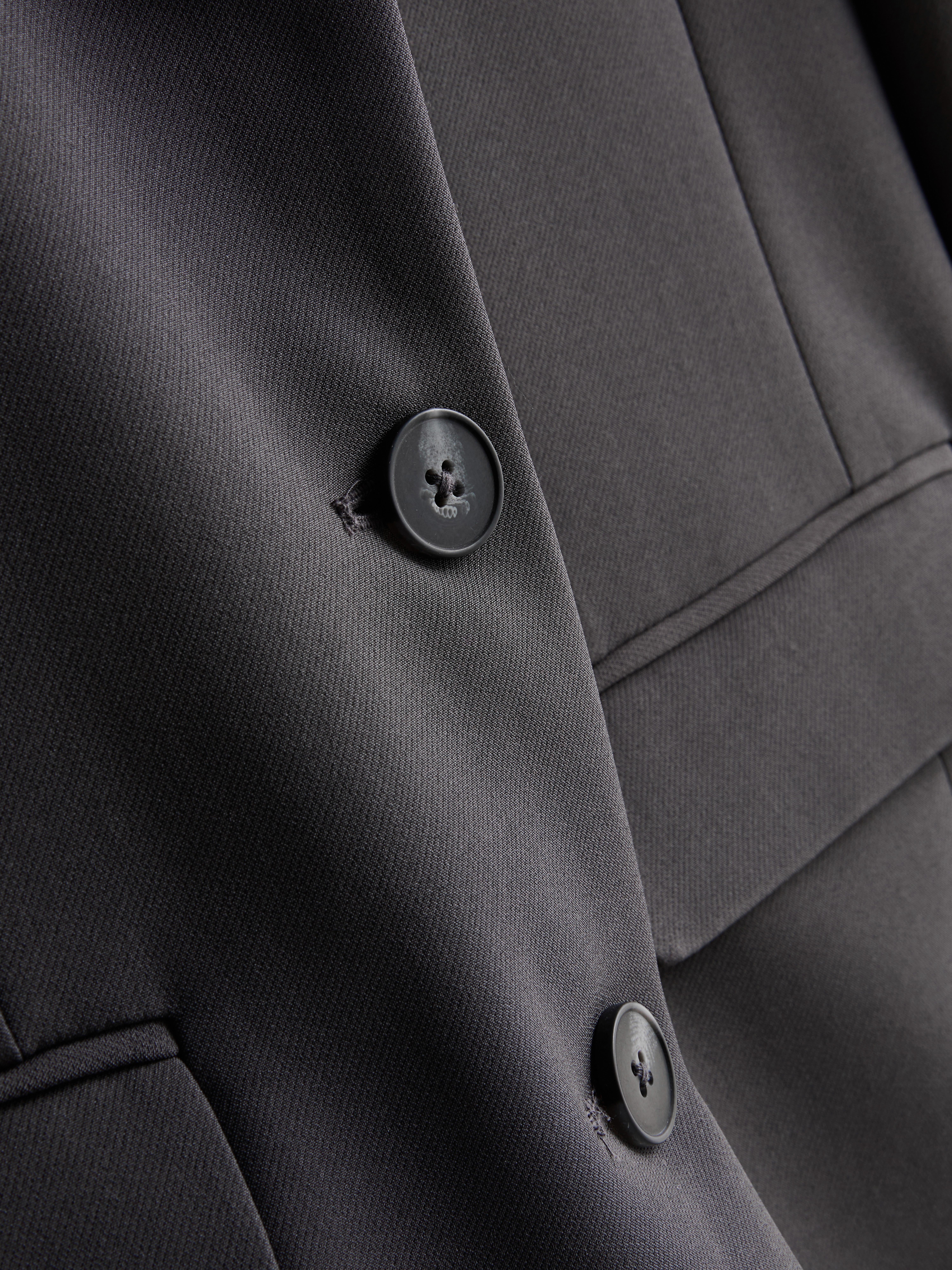 Tailored Single-Breasted Blazer - Dark Gray