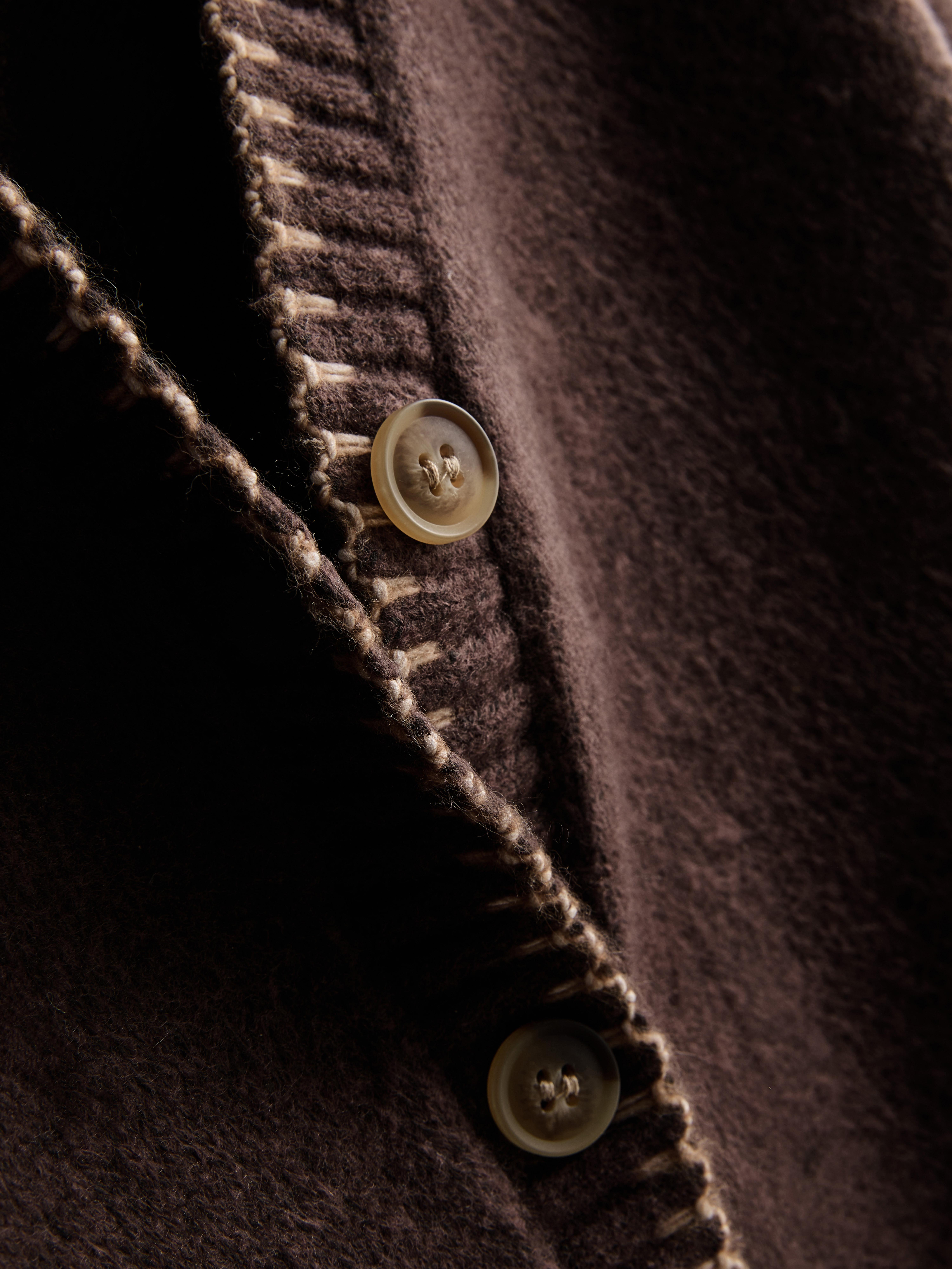 Halo Stitch V-Neck Cardigan - Chocolate