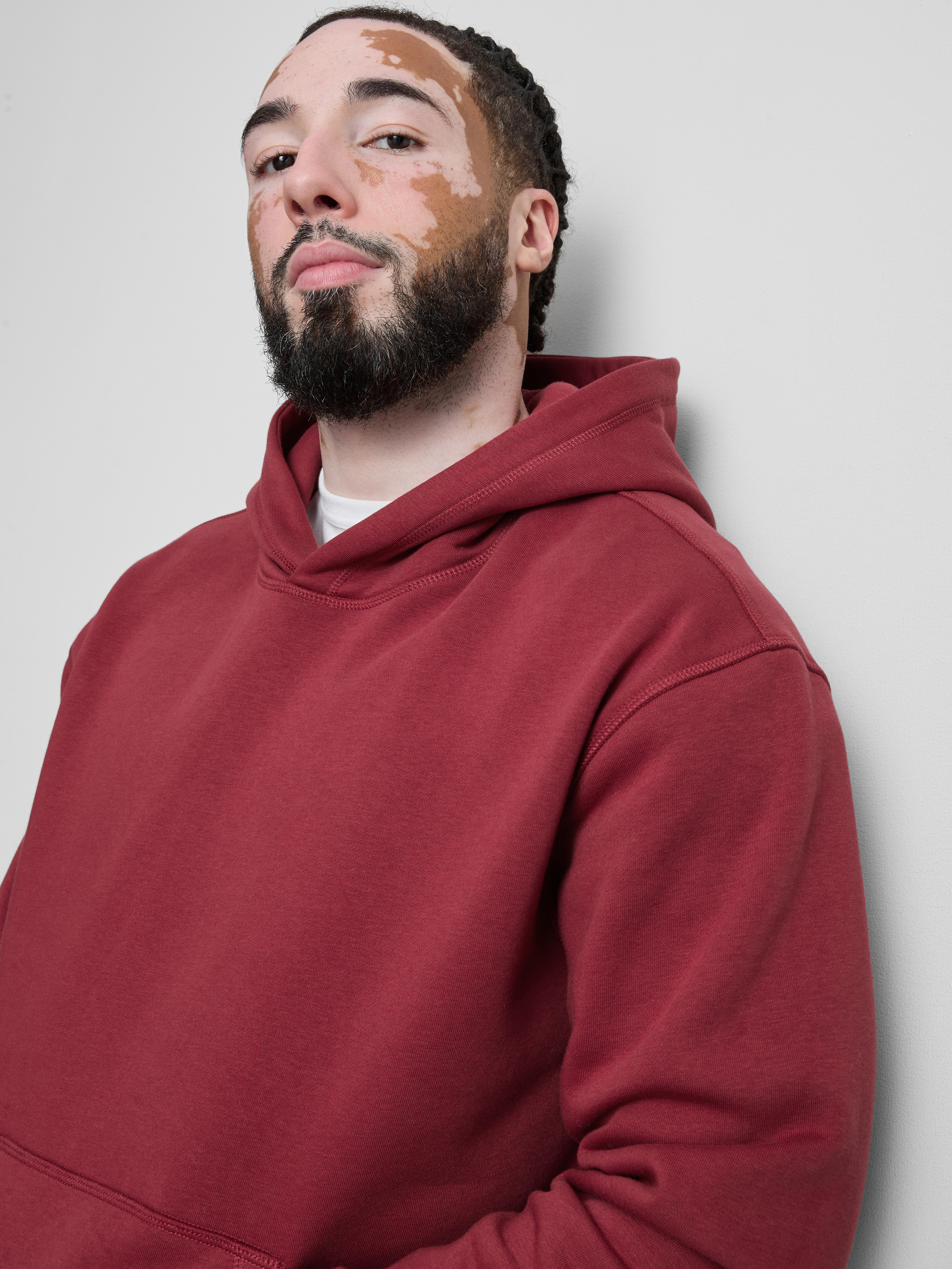 Oversized Pullover Hoodie - Dark Red