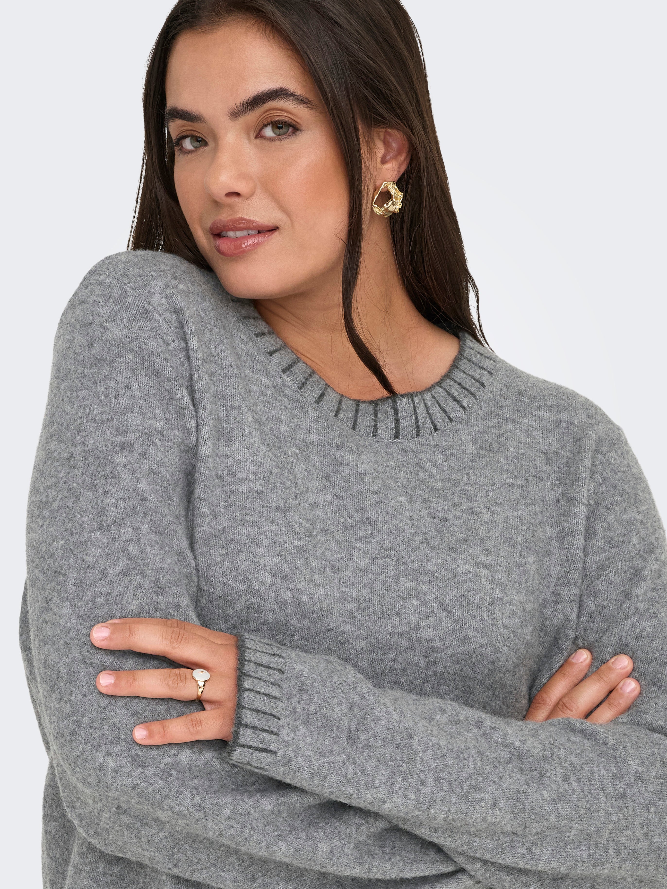 CARFINA Knitted pullover Medium Grey Melange