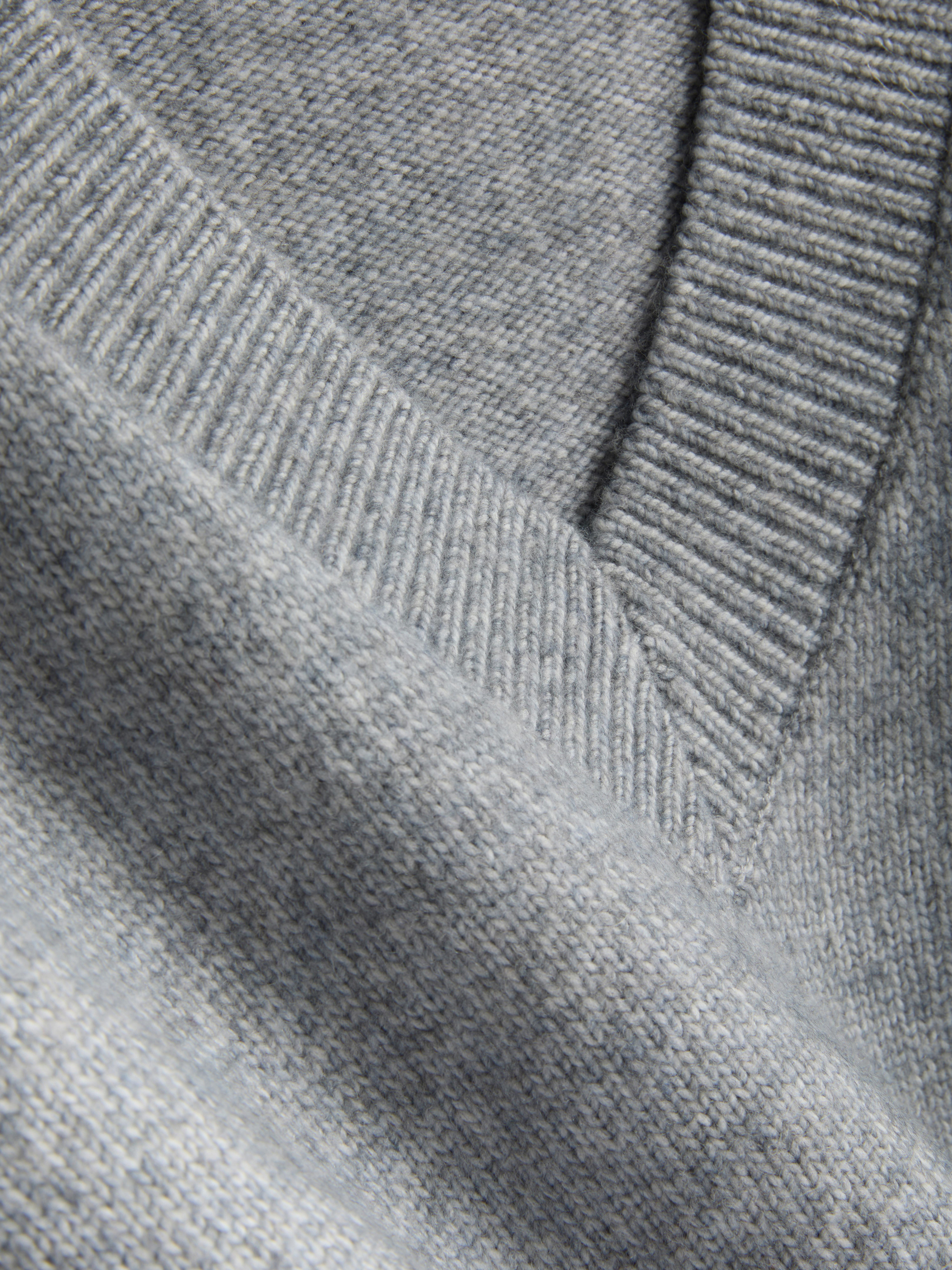 Knitted V-Neck Sweater - Gray