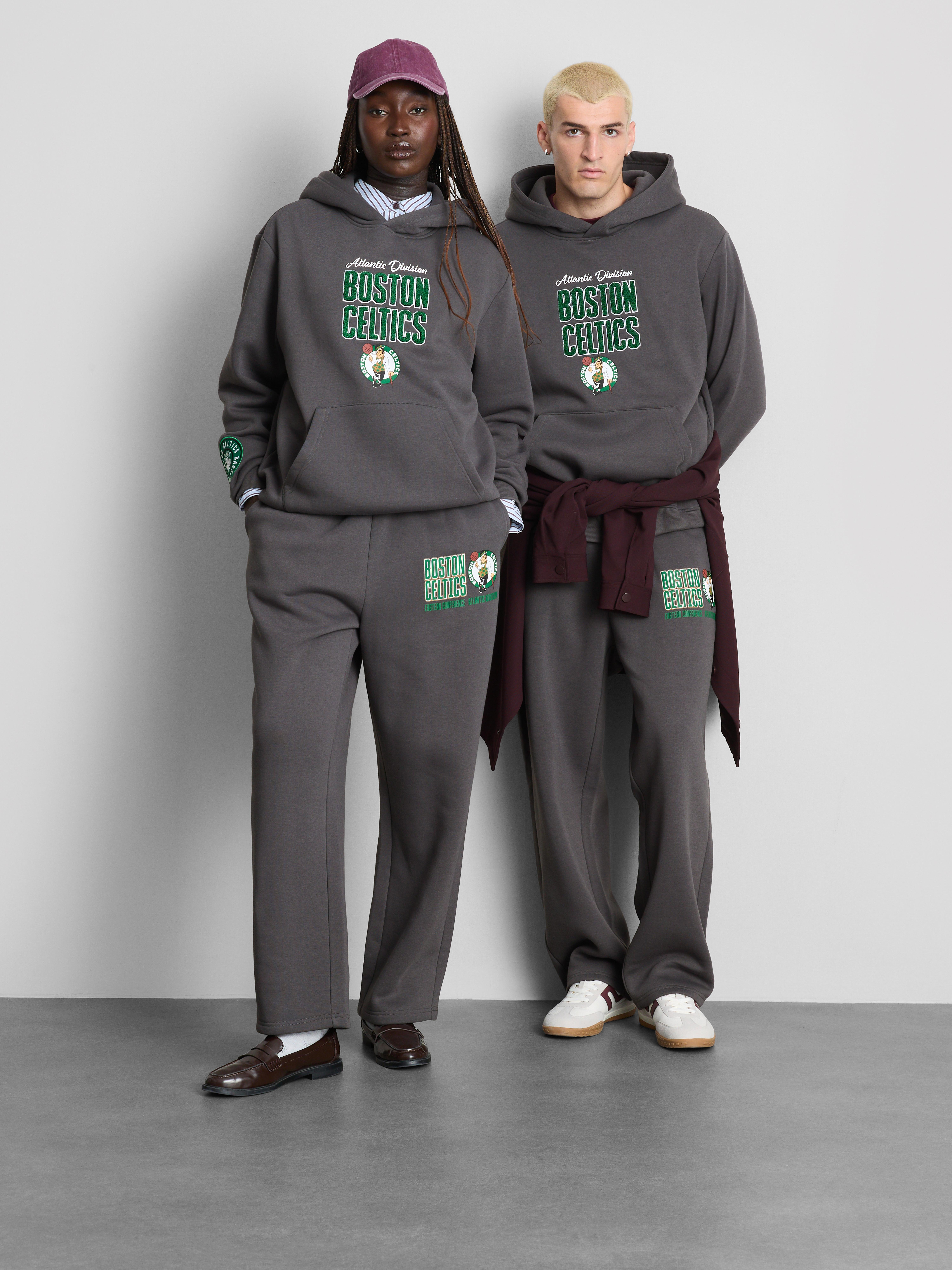 NBA Boston Celtics Cotton-Rich Hoodie - Charcoal