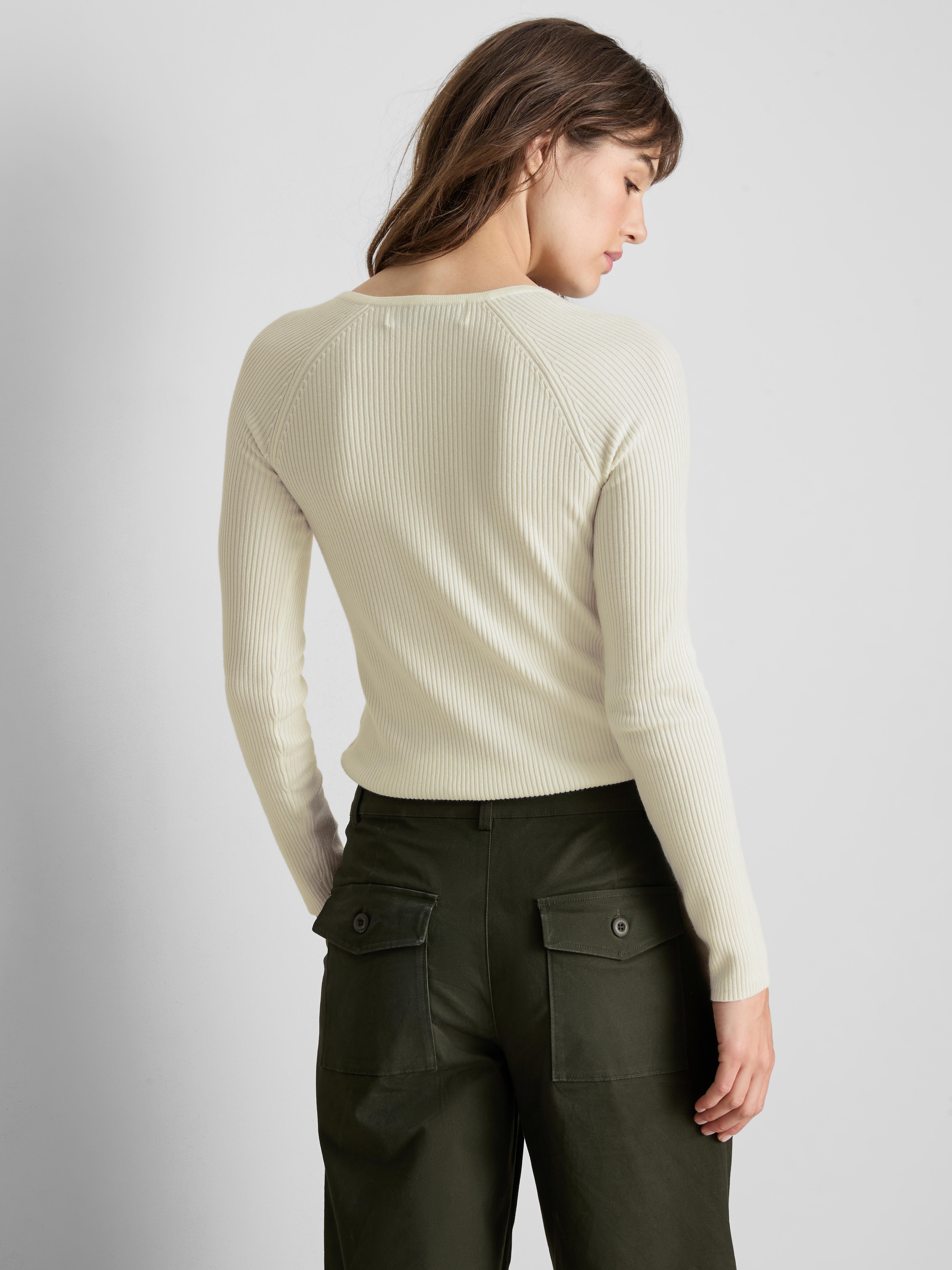 Ribbed V-Neck Sweater - Ivory