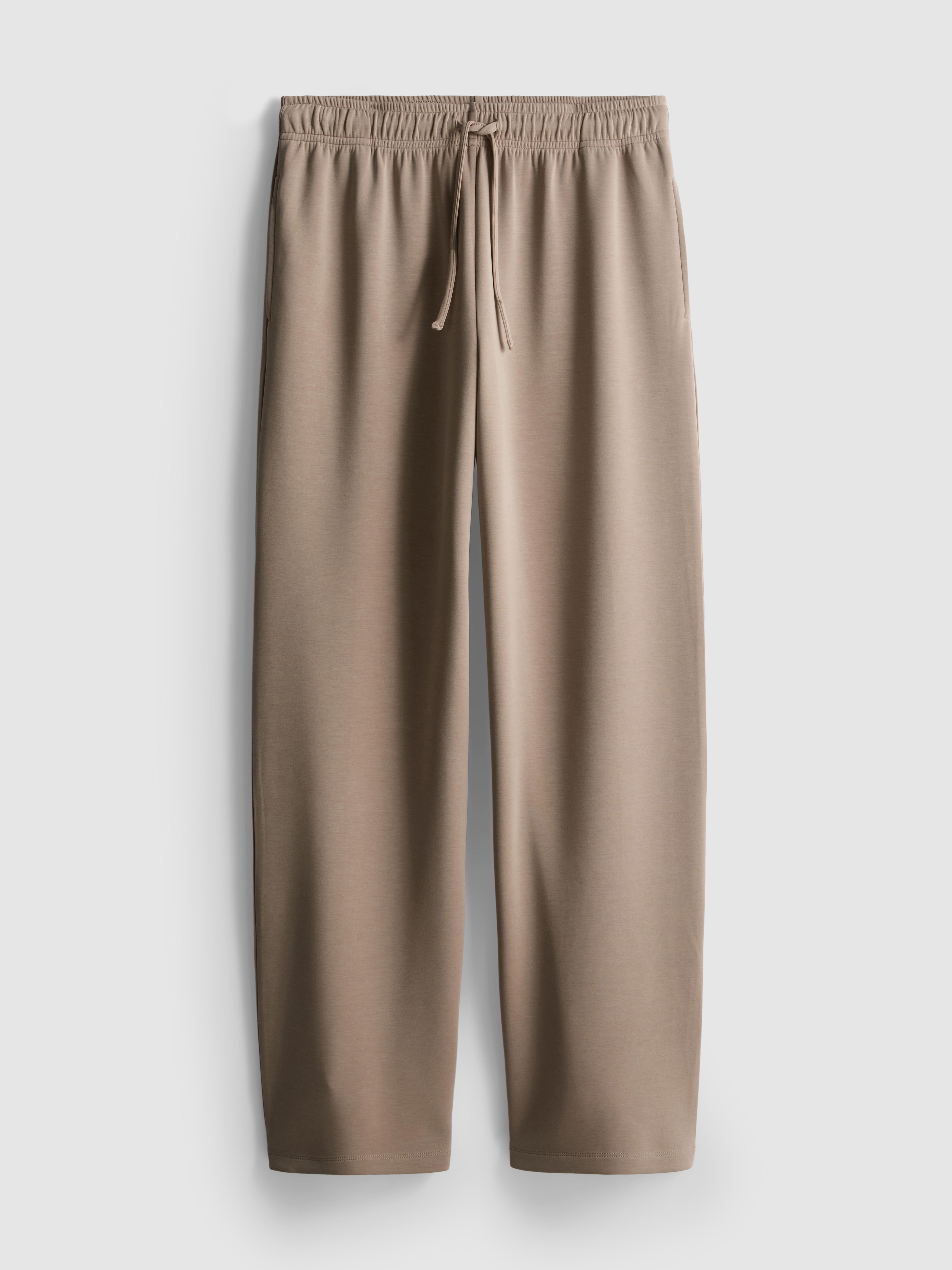 Modal Blend Wide Leg Joggers - Taupe