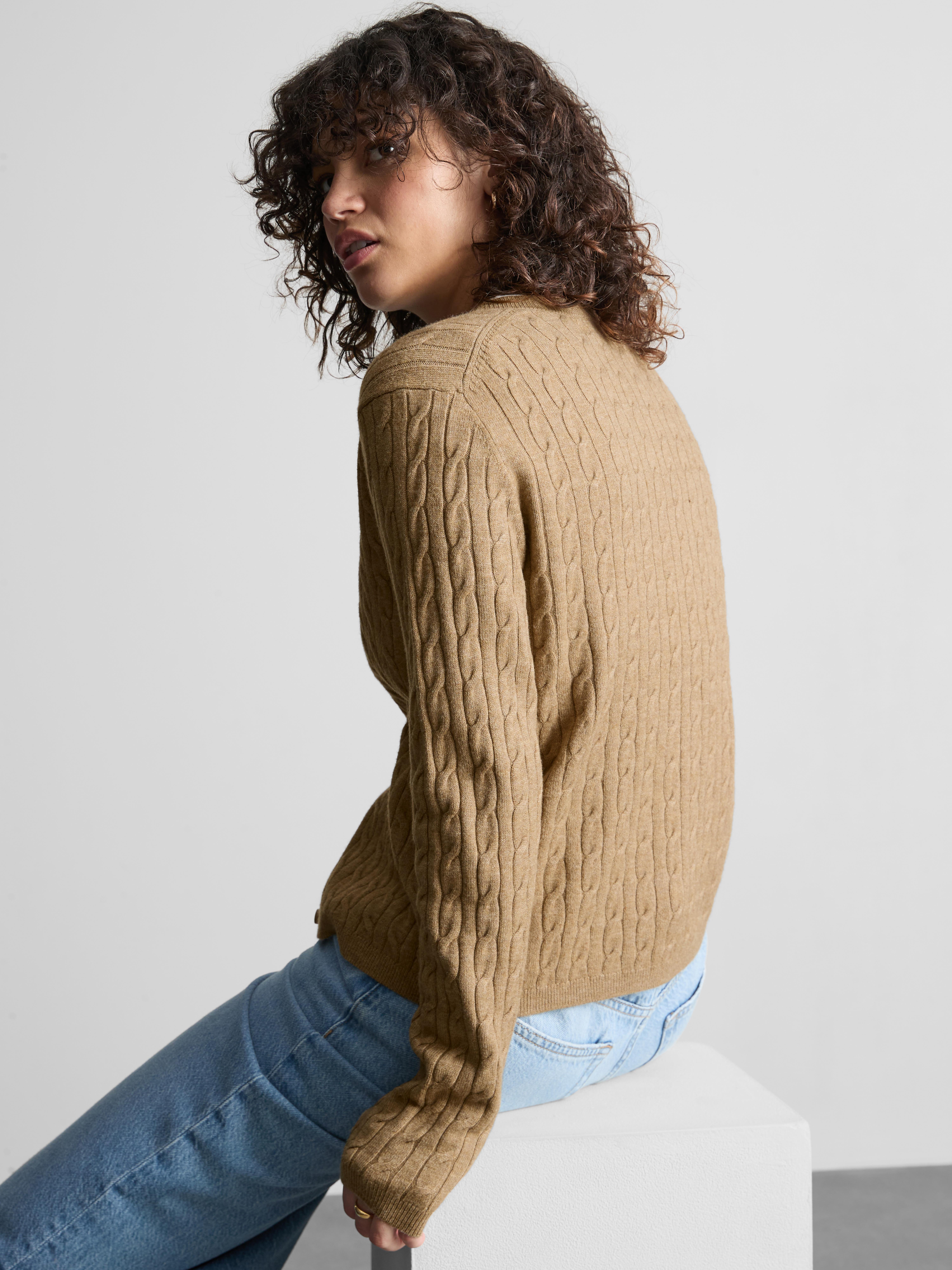 Cable Knit Cardigan - Taupe