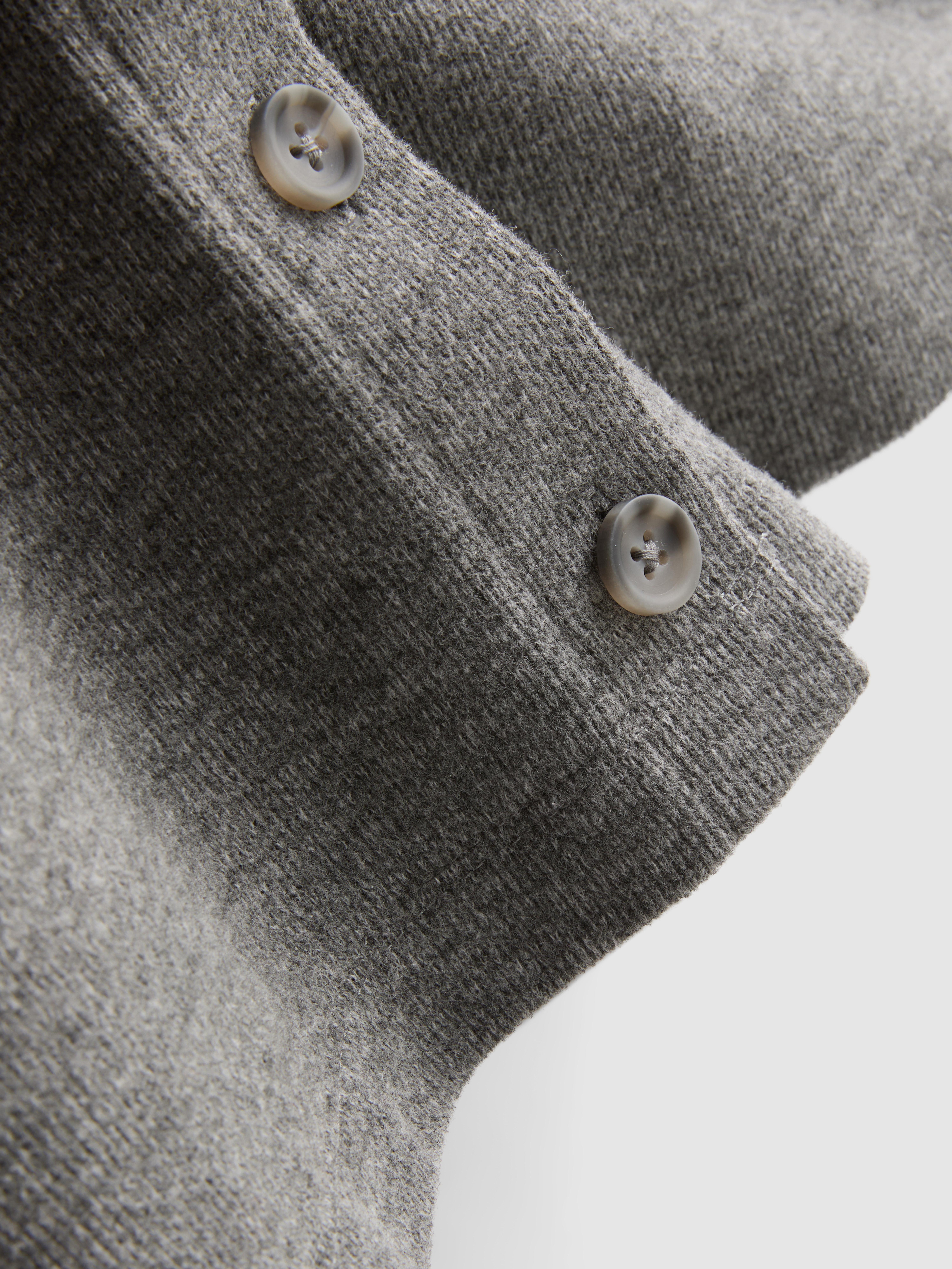 Cotton-Blend Cropped Cozy Short-Sleeve Cardigan - Gray Heather