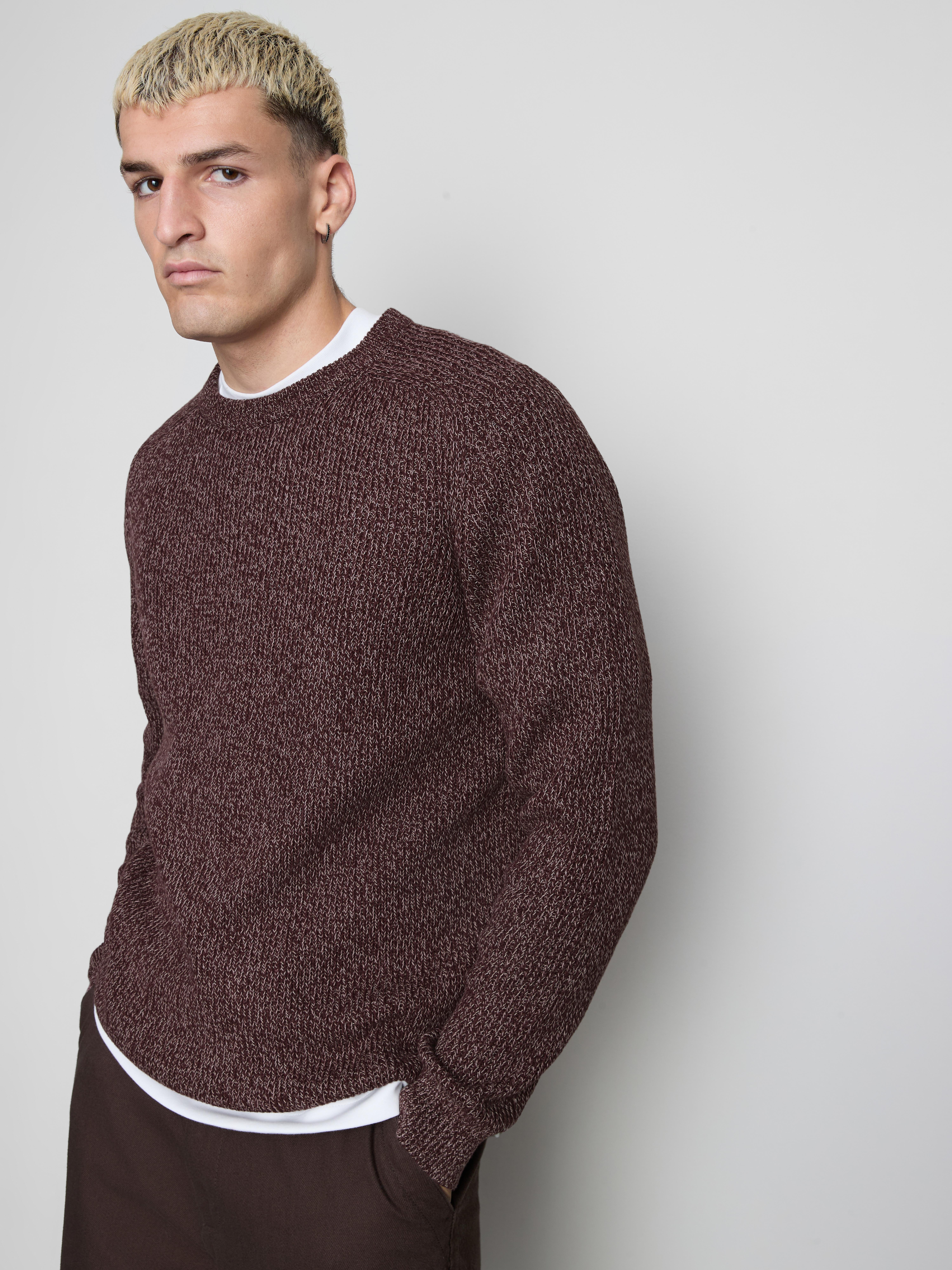 Cotton Rich Crew Neck Sweater - Red