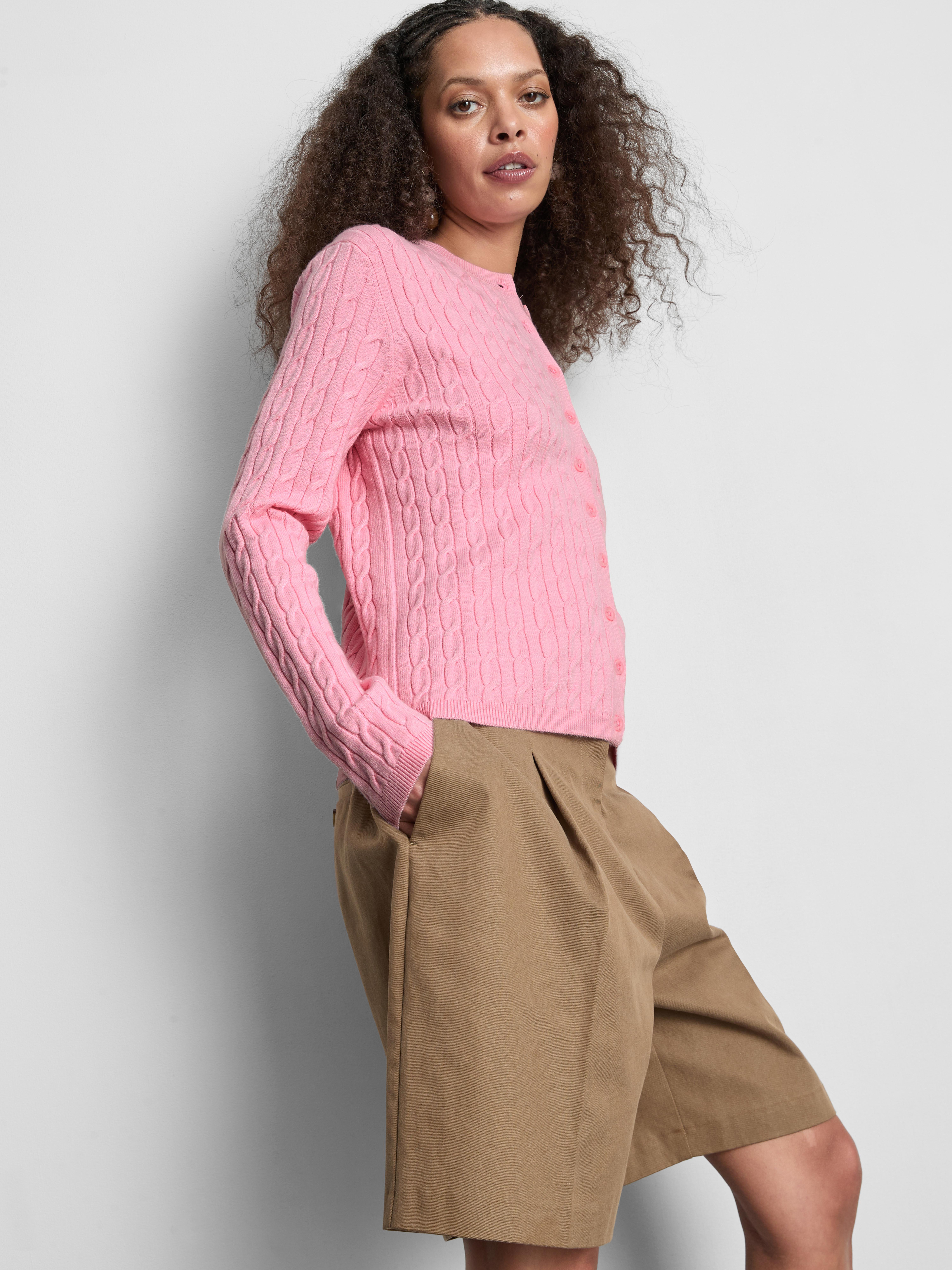 Cable Knit Cardigan - Light Pink