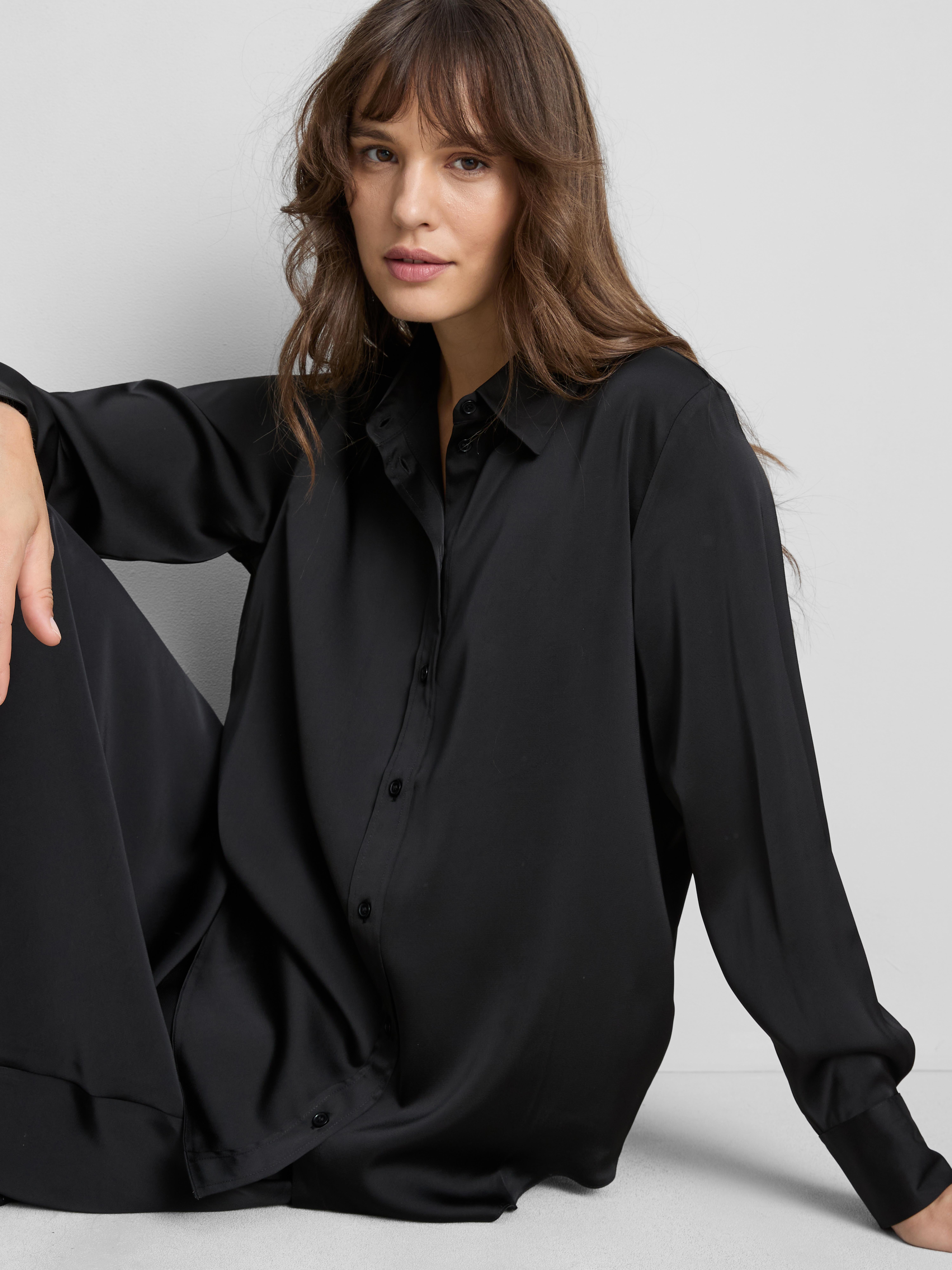 Relaxed Satin Shirt - Black
