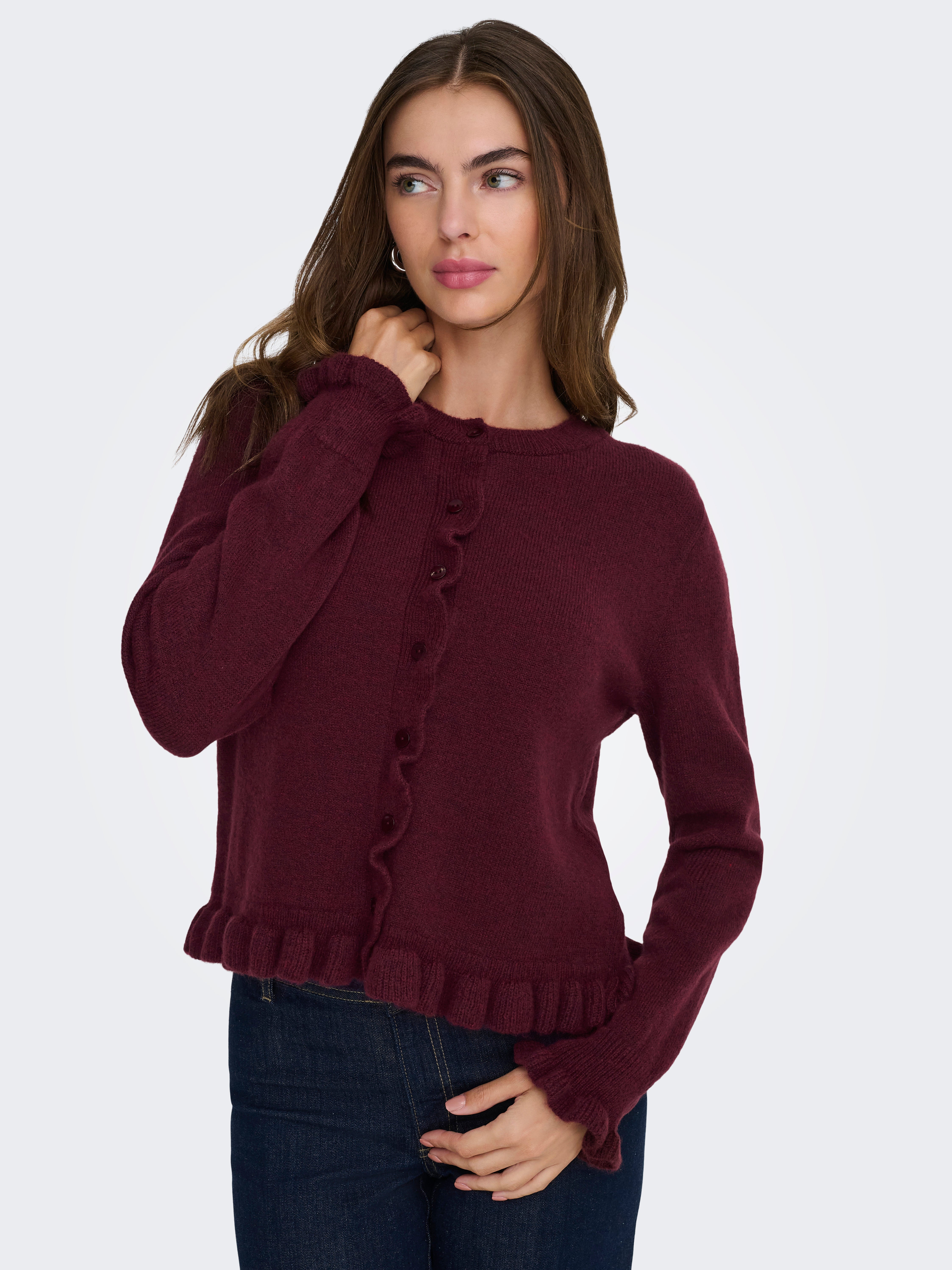 JDYLETTY Cardigan Maroon Banner