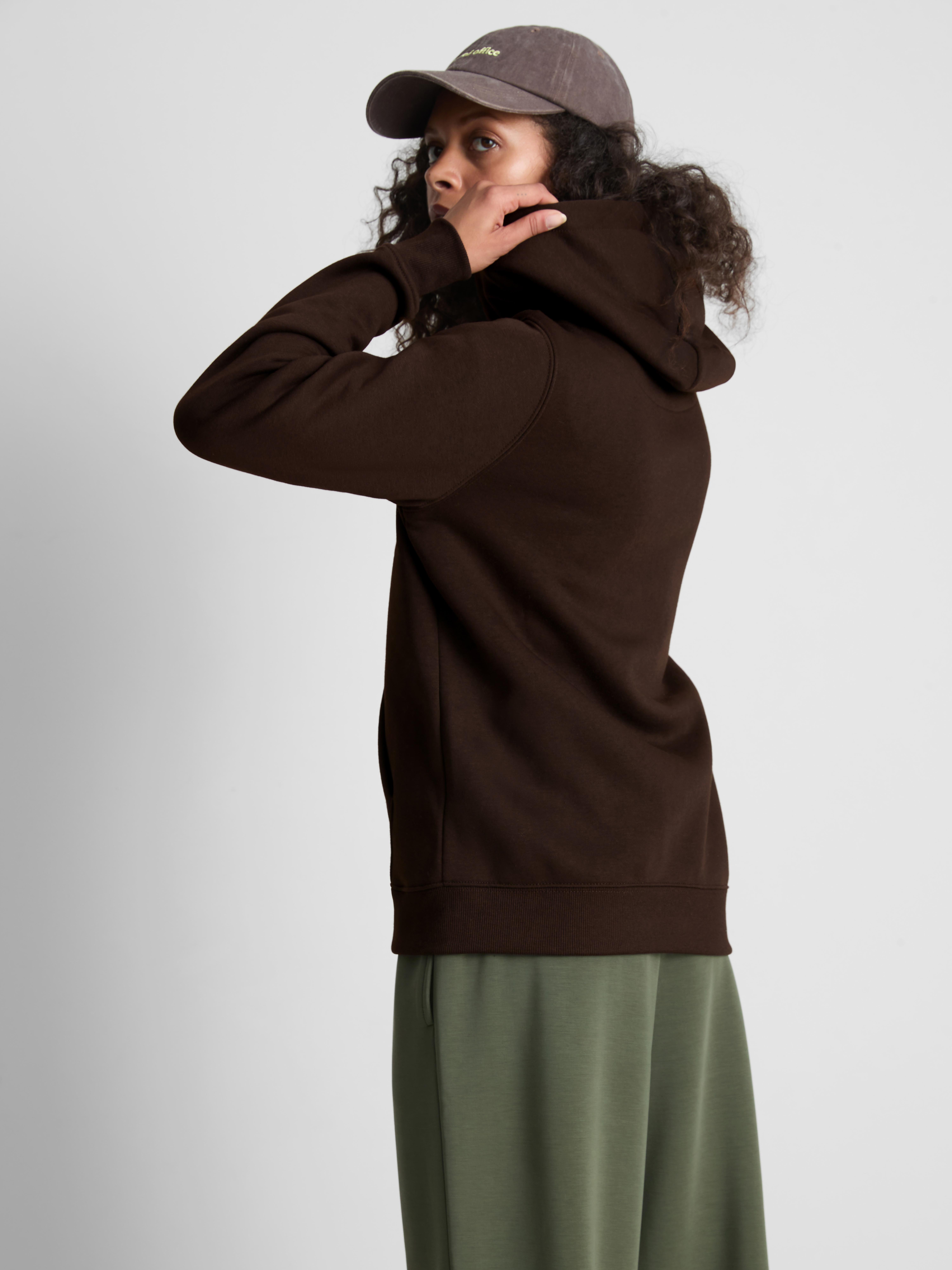Essential Cotton Blend Zip Through Hoodie - Chocolate
