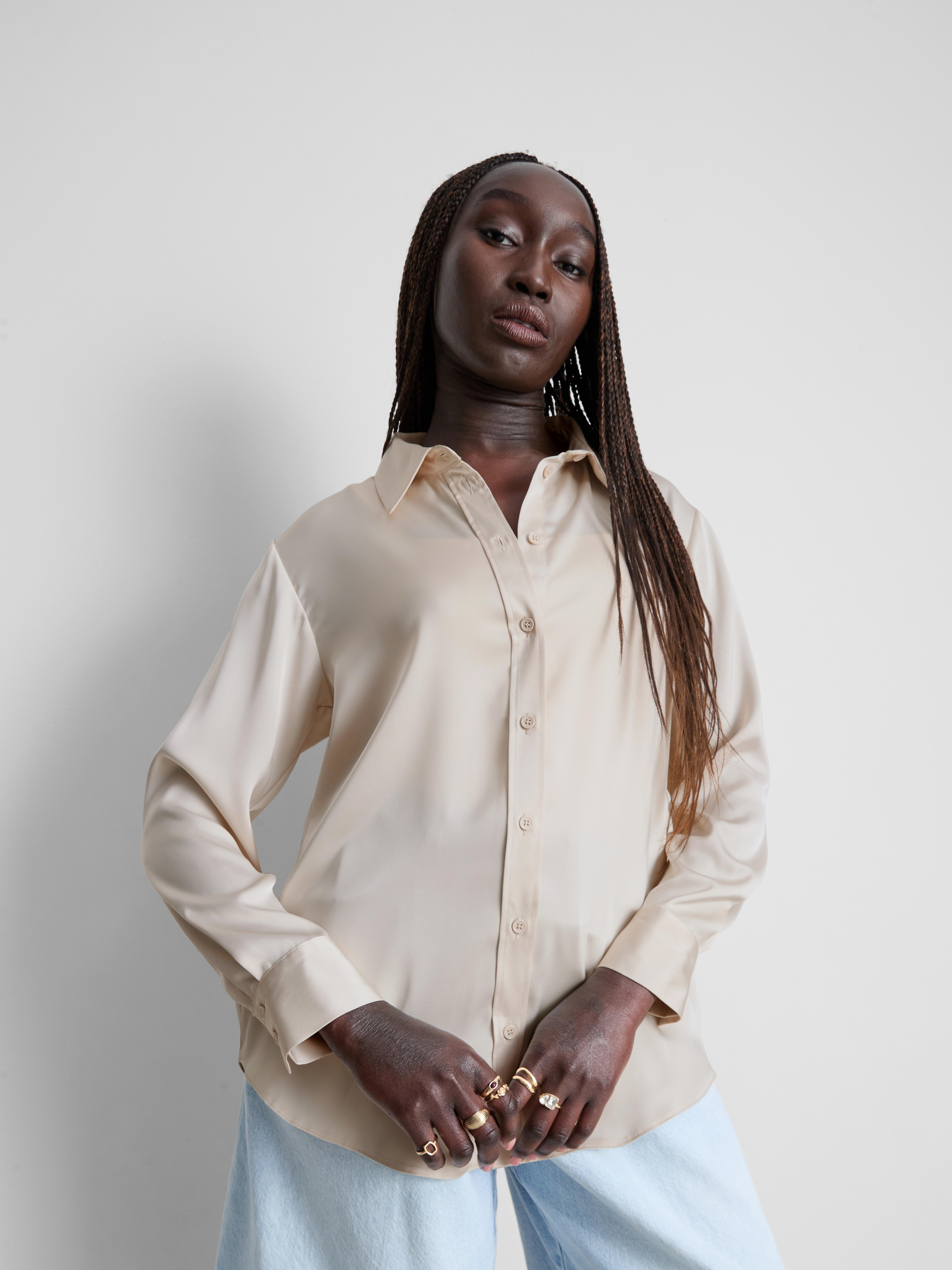 Relaxed Satin Shirt - Oyster