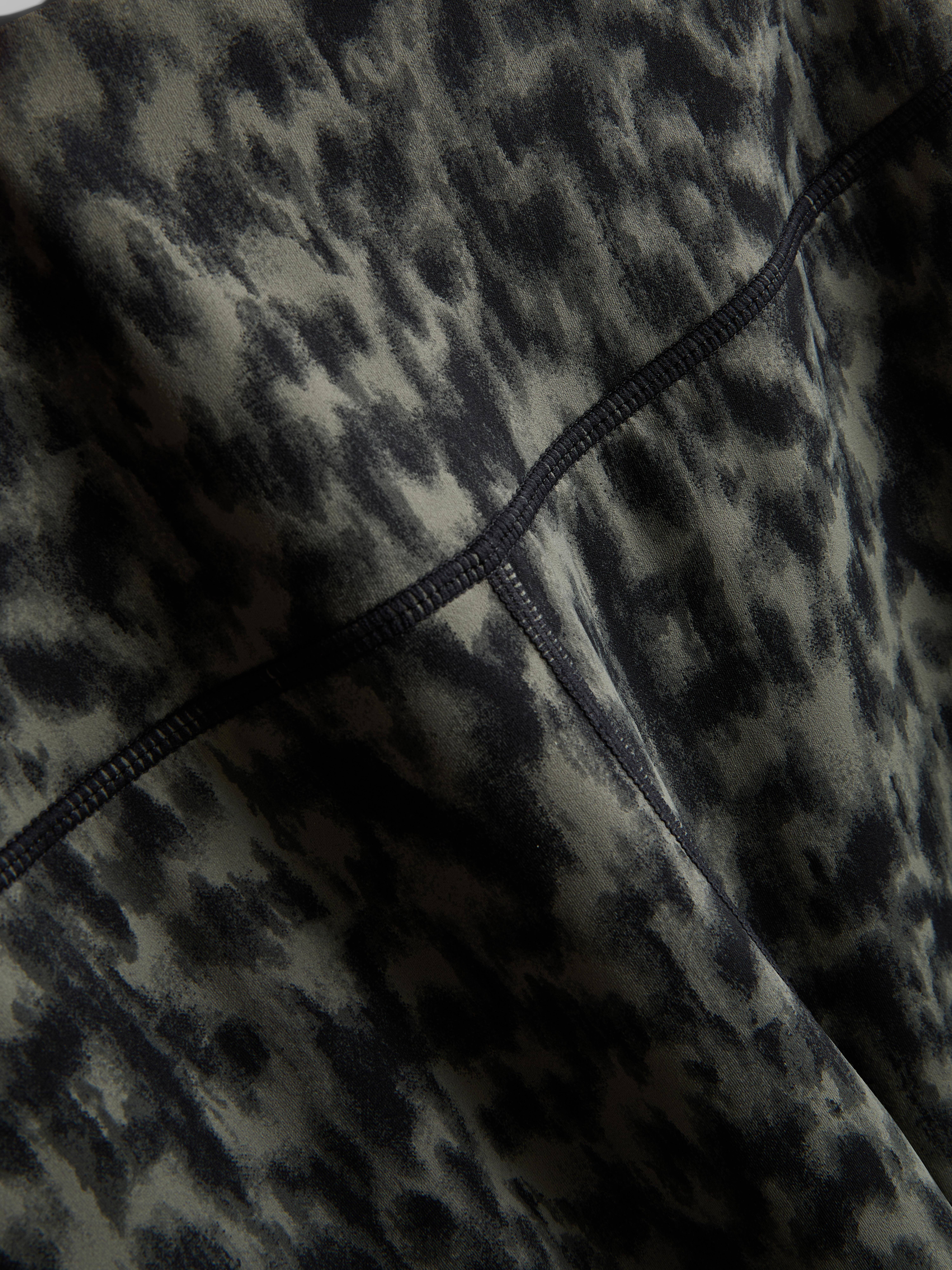 High-Waisted Leopard Print Active Leggings - Olive
