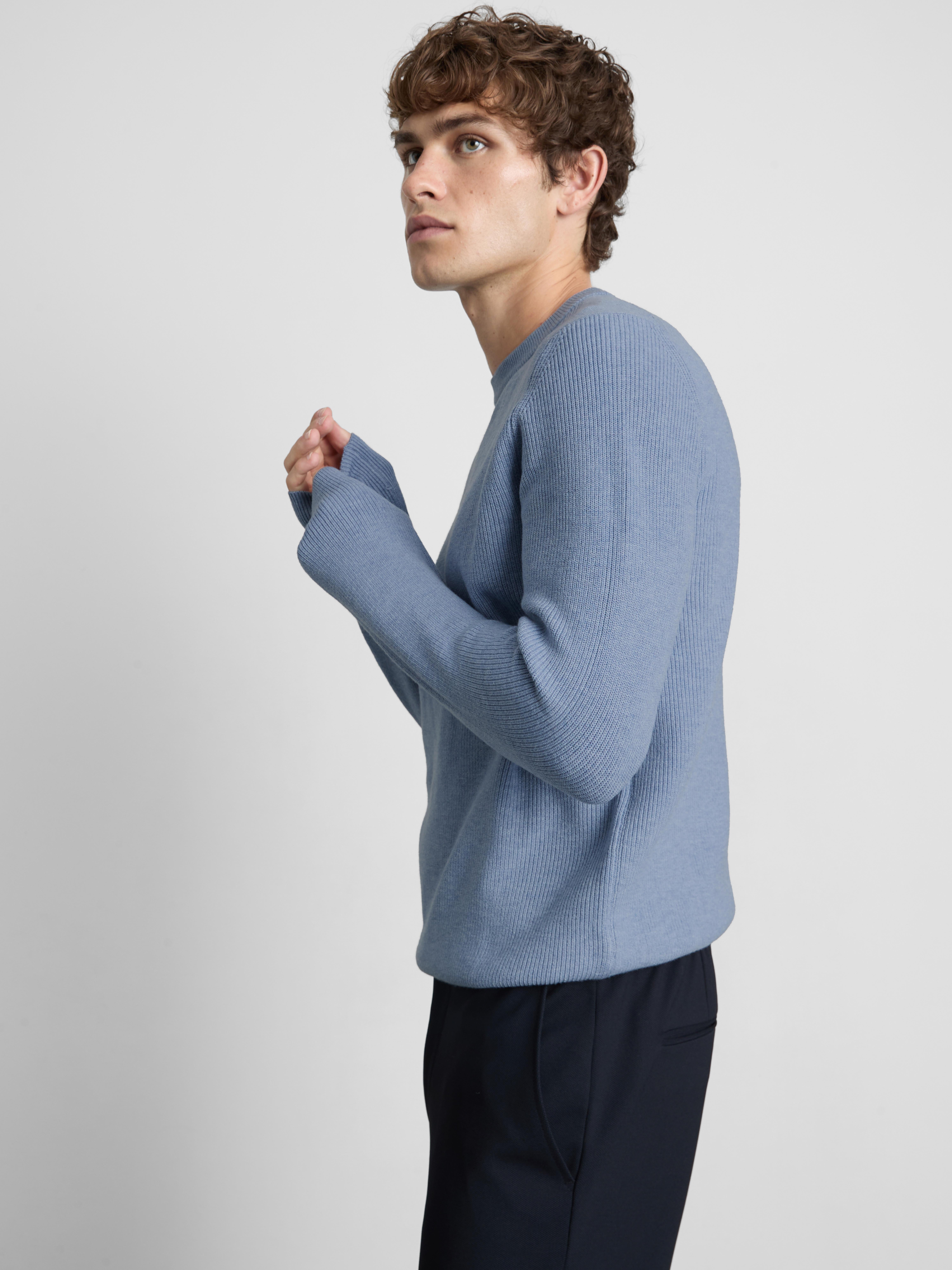 Ribbed Crewneck Sweater - Light Blue