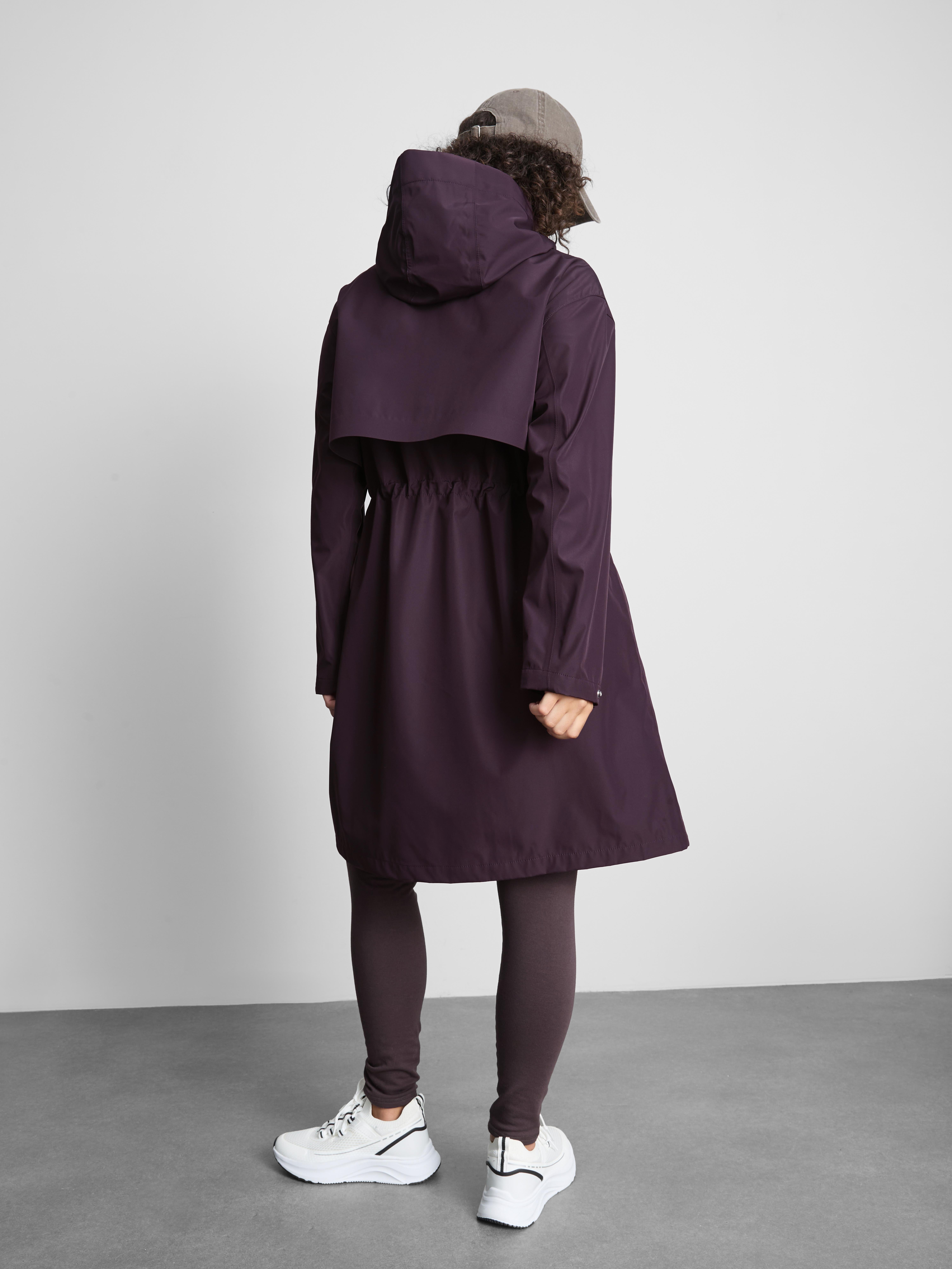 Cinch Detail Longline Raincoat - Fig