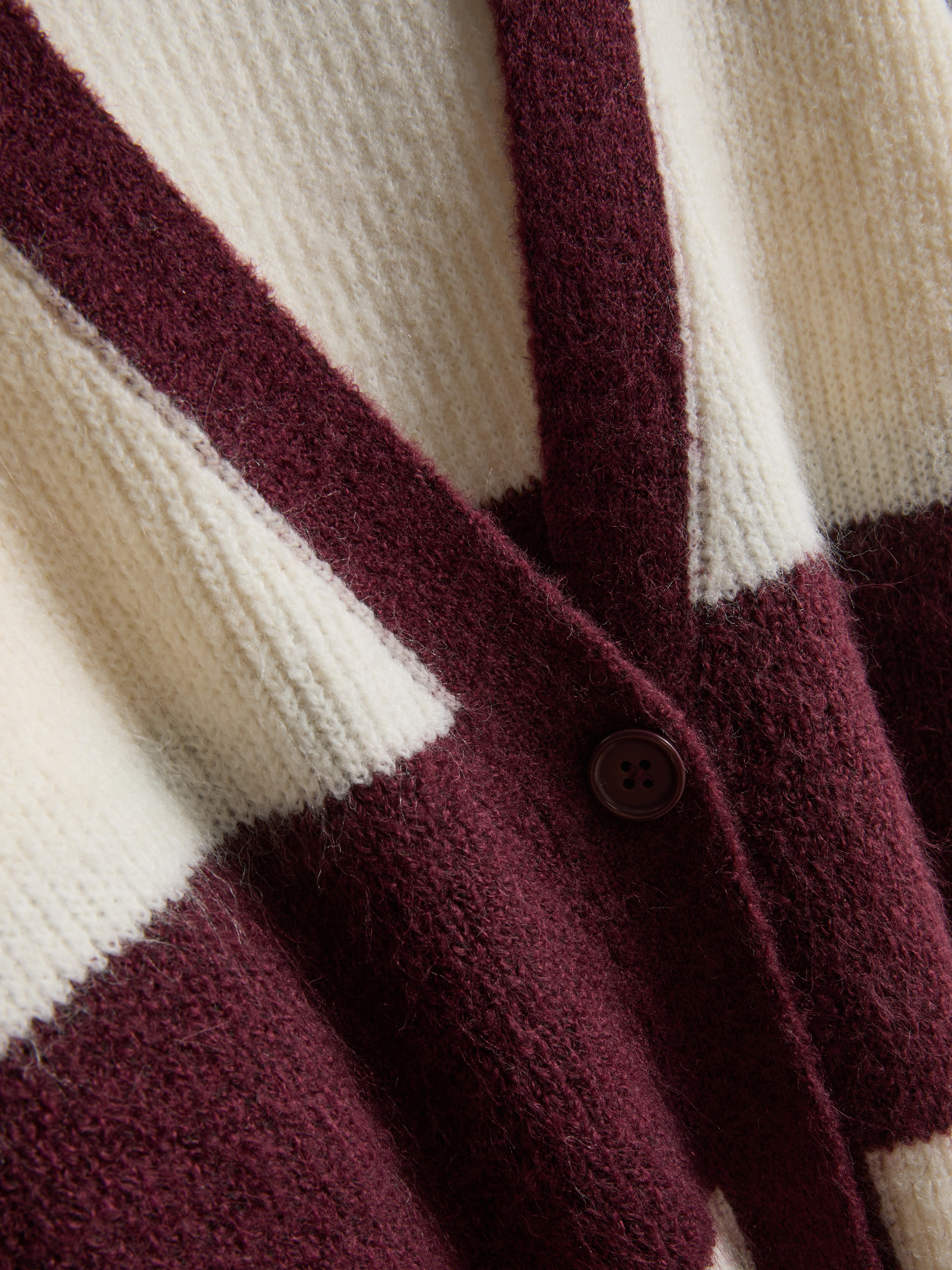 Soft Rib V-Neck Cardigan - Burgundy
