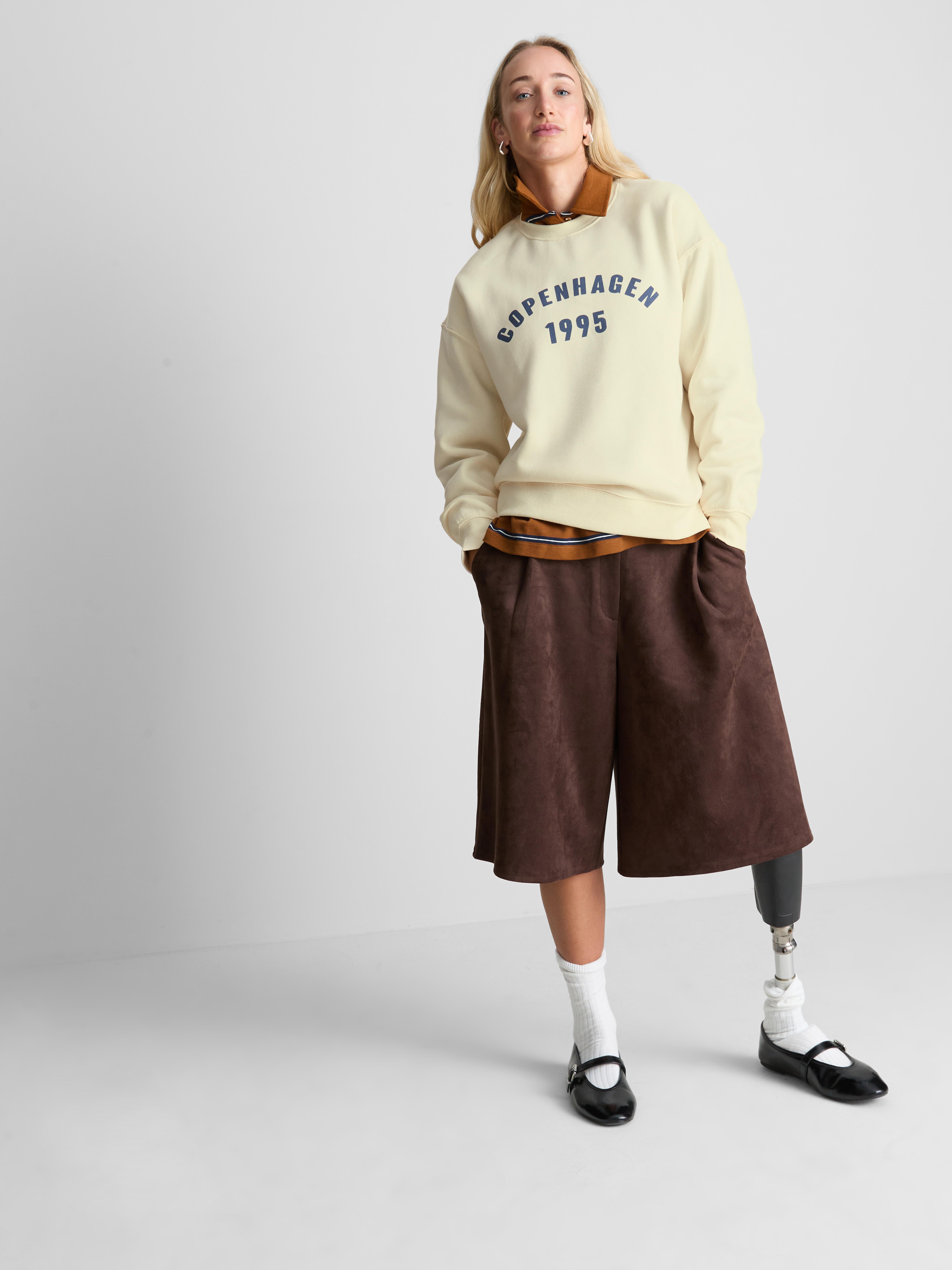 Cotton Blend Relaxed Graphic Sweatshirt - Yellow