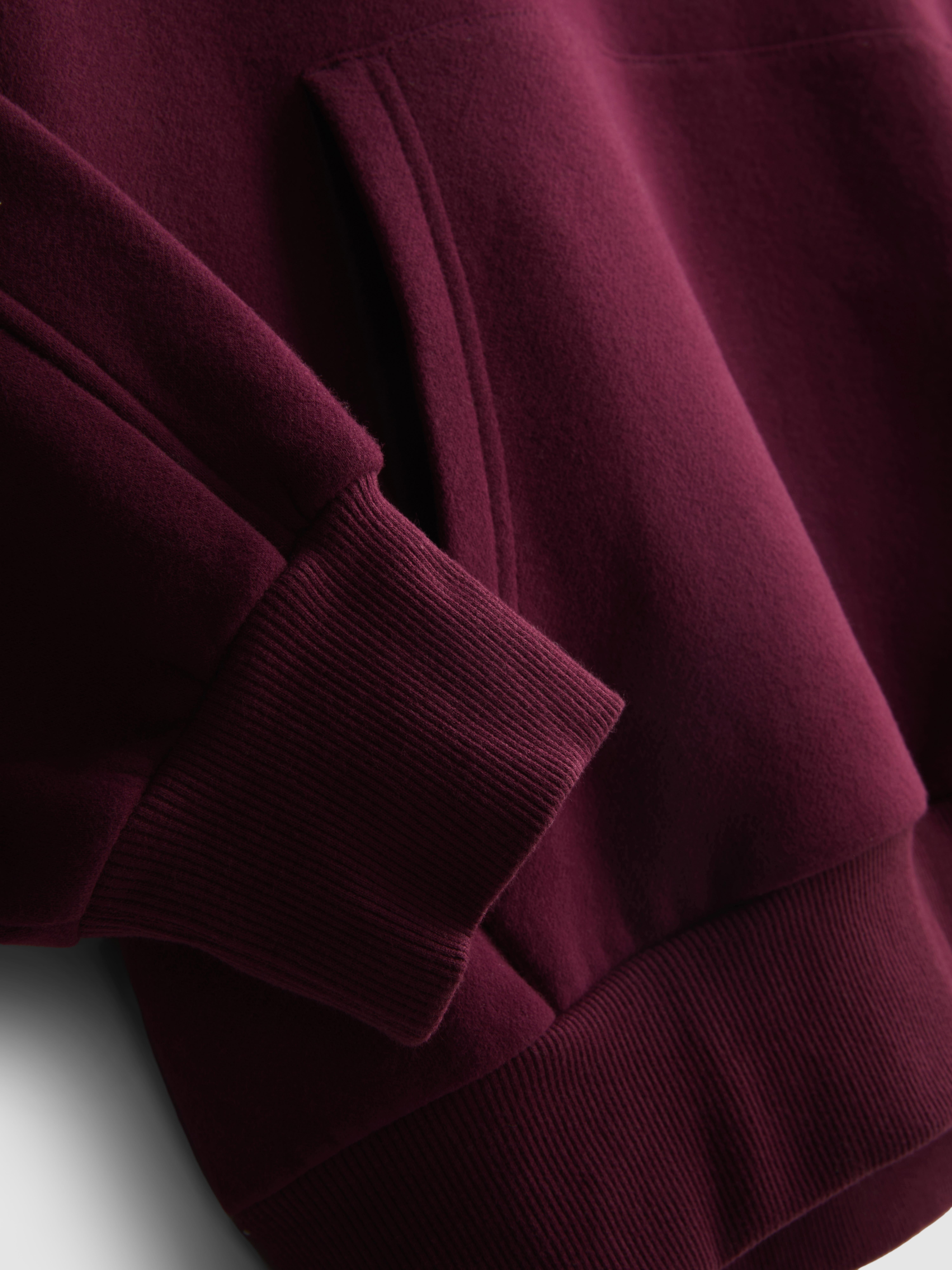 Cotton-Rich Slogan Hoodie - Wine