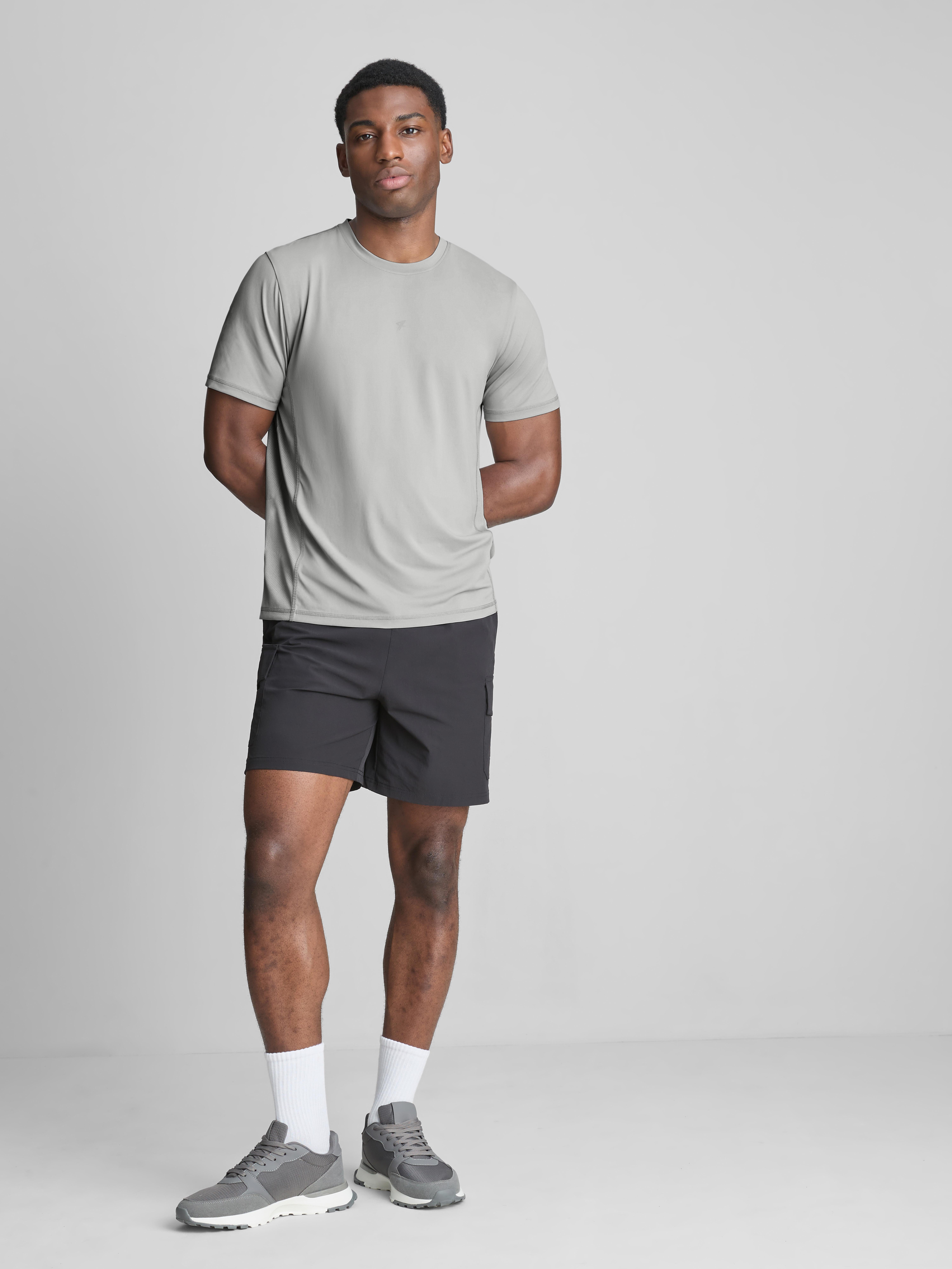 Panelled Gym T-Shirt - Light Gray
