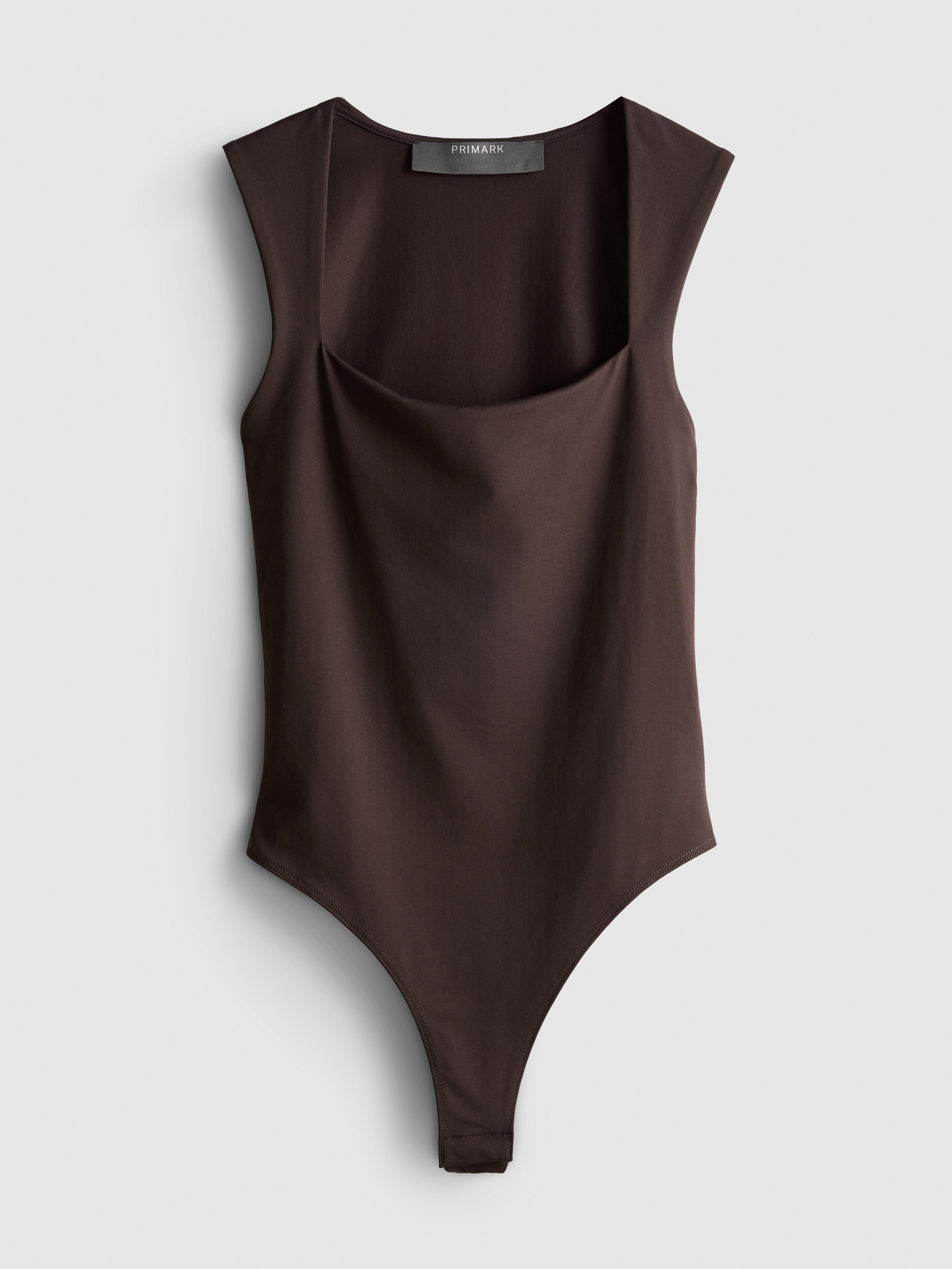 Square Neck Bodysuit - Chocolate