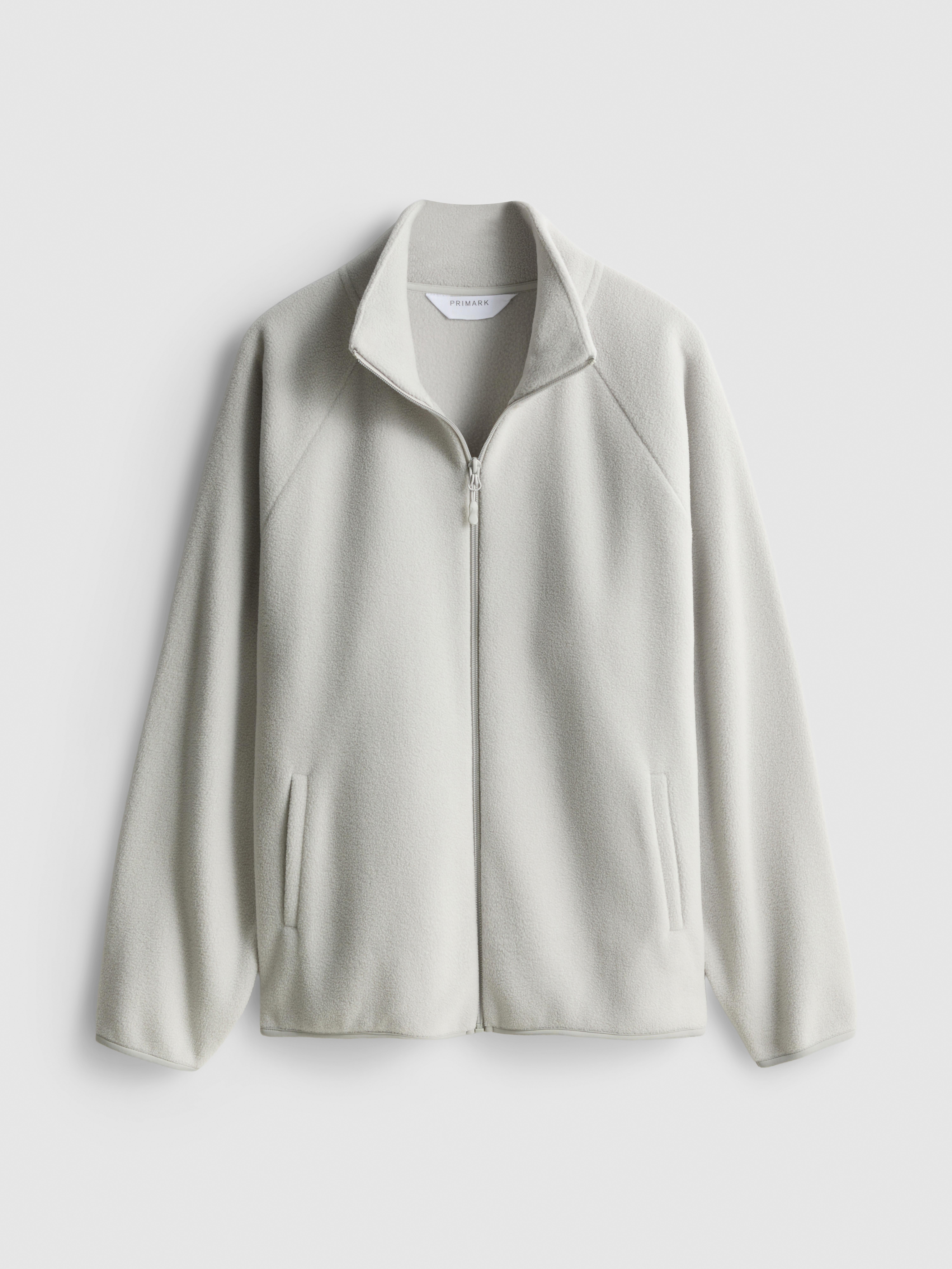 Zip-Up Funnel Neck Fleece - Light Gray