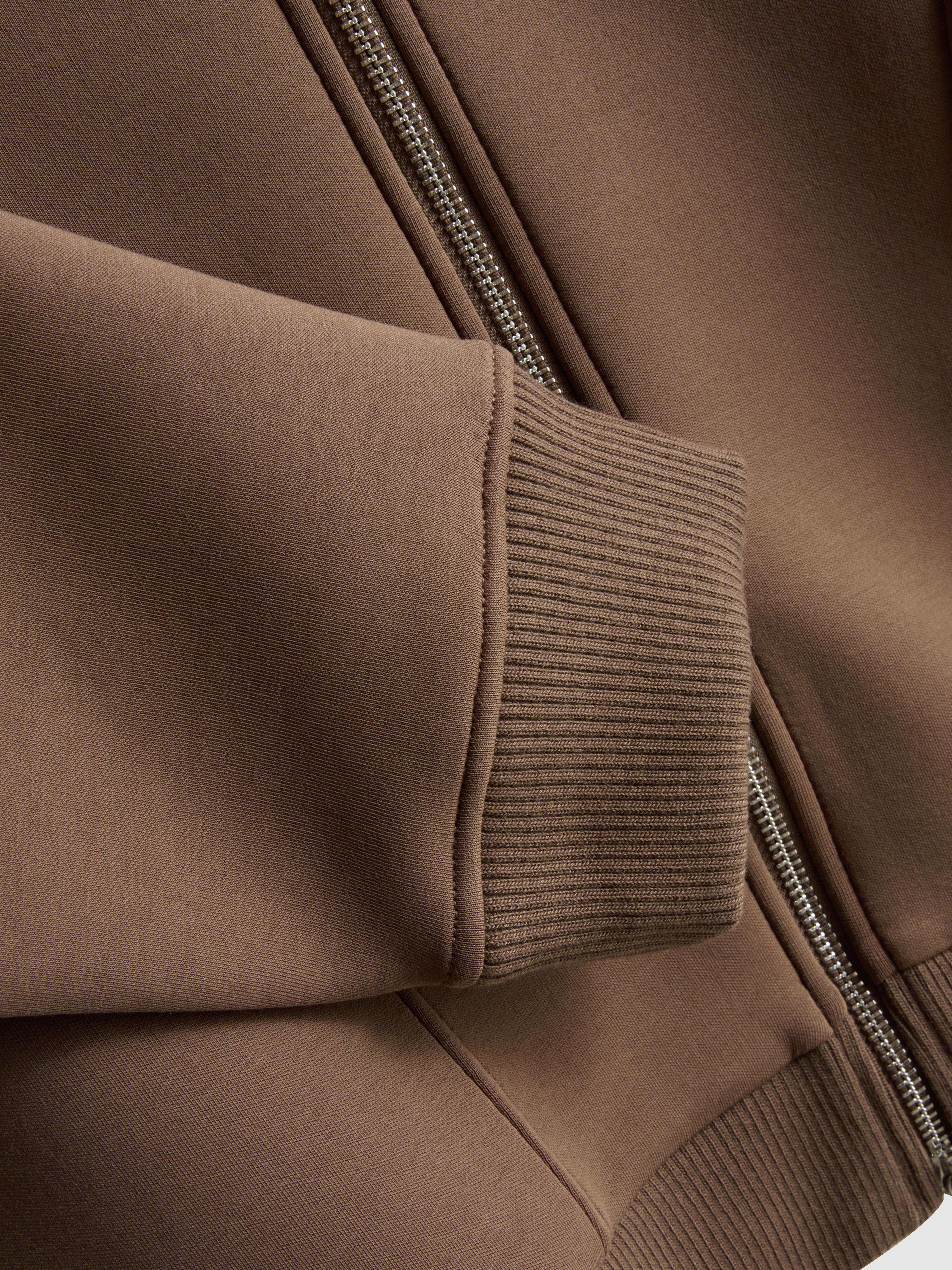 The Edit | Cotton Blend Scuba Bomber - Mocha