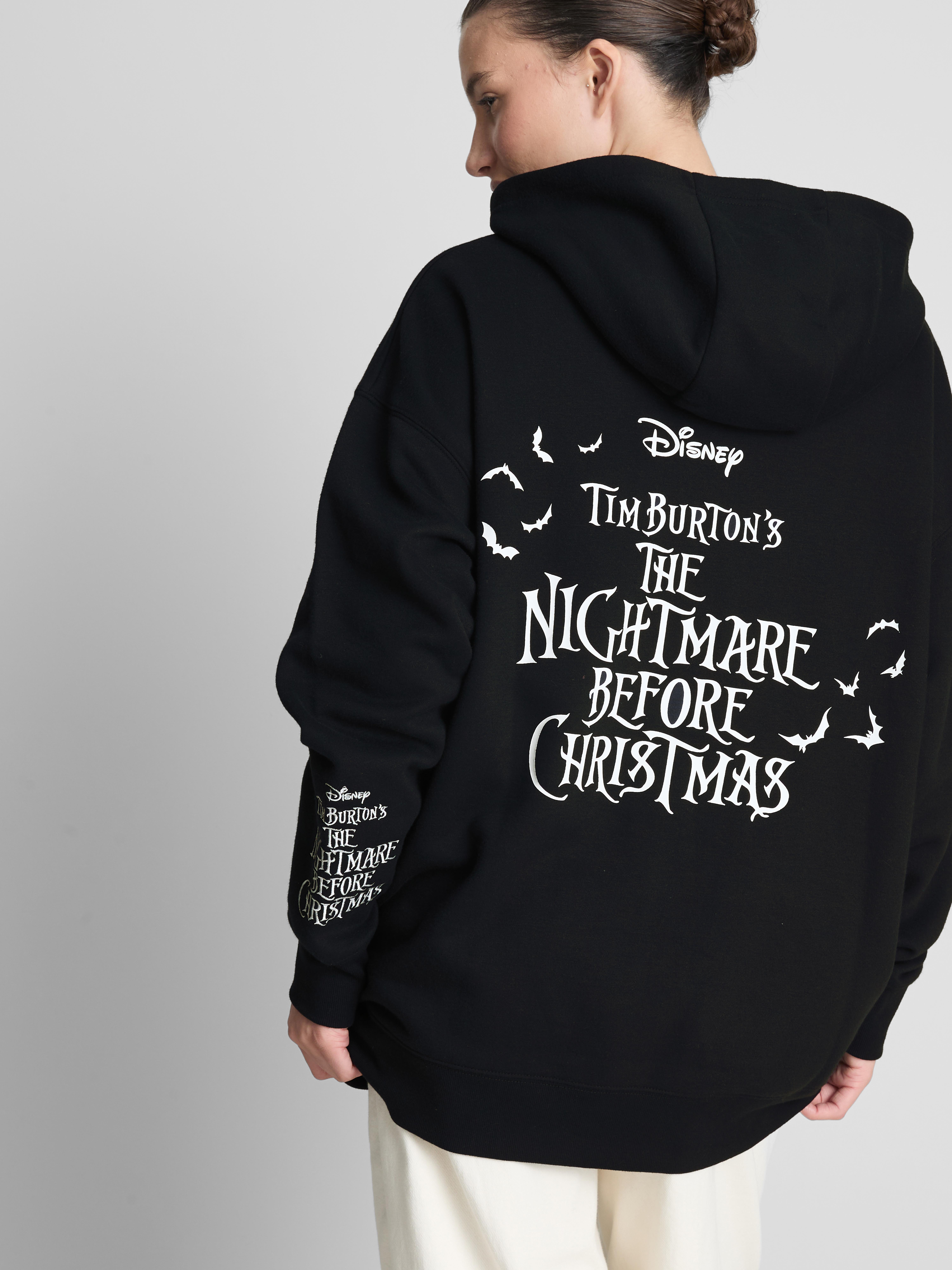 Disney Tim Burton's The Nightmare Before Christmas Graphic Zip Hoodie - Black