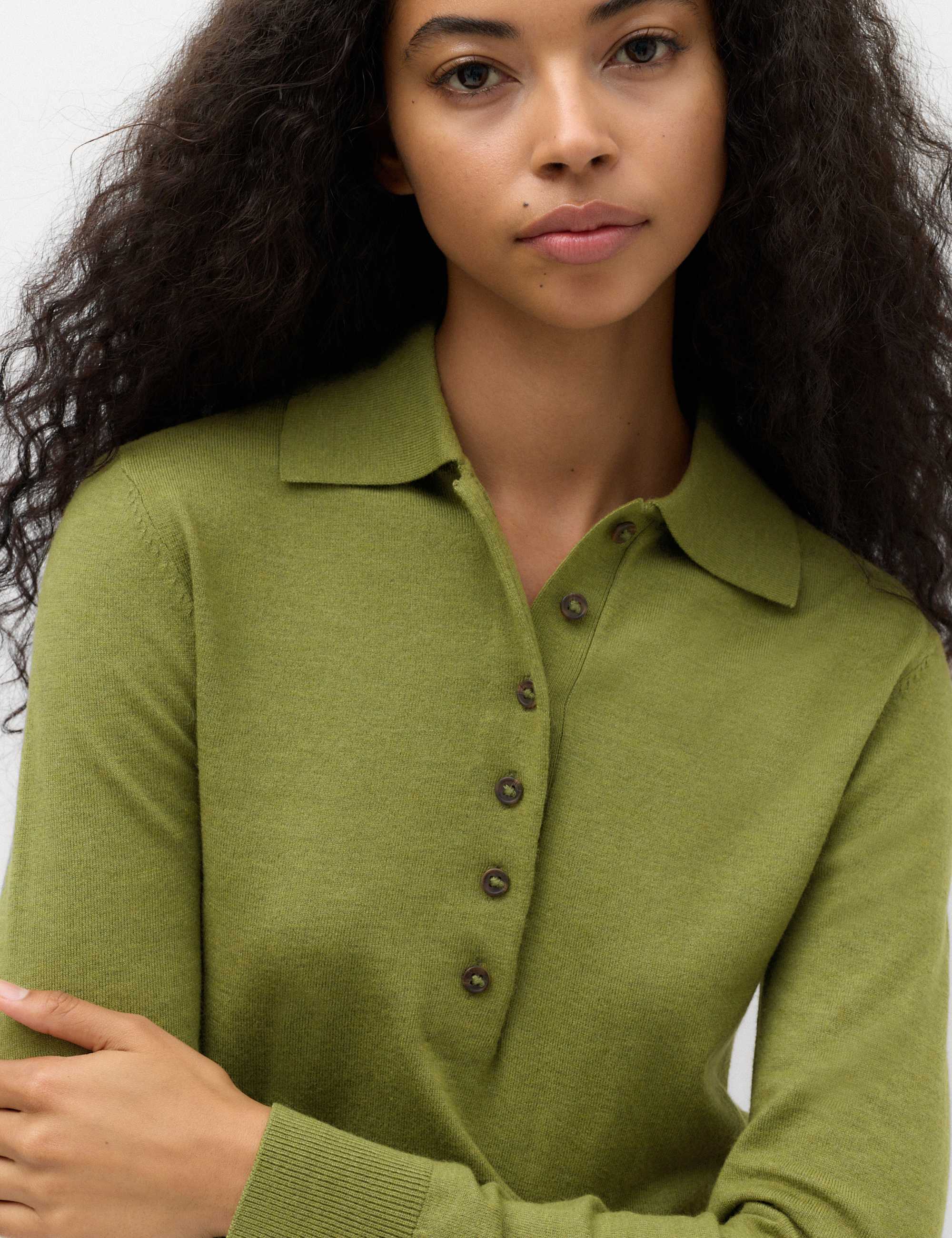 Collared Slim Jumper with Wool