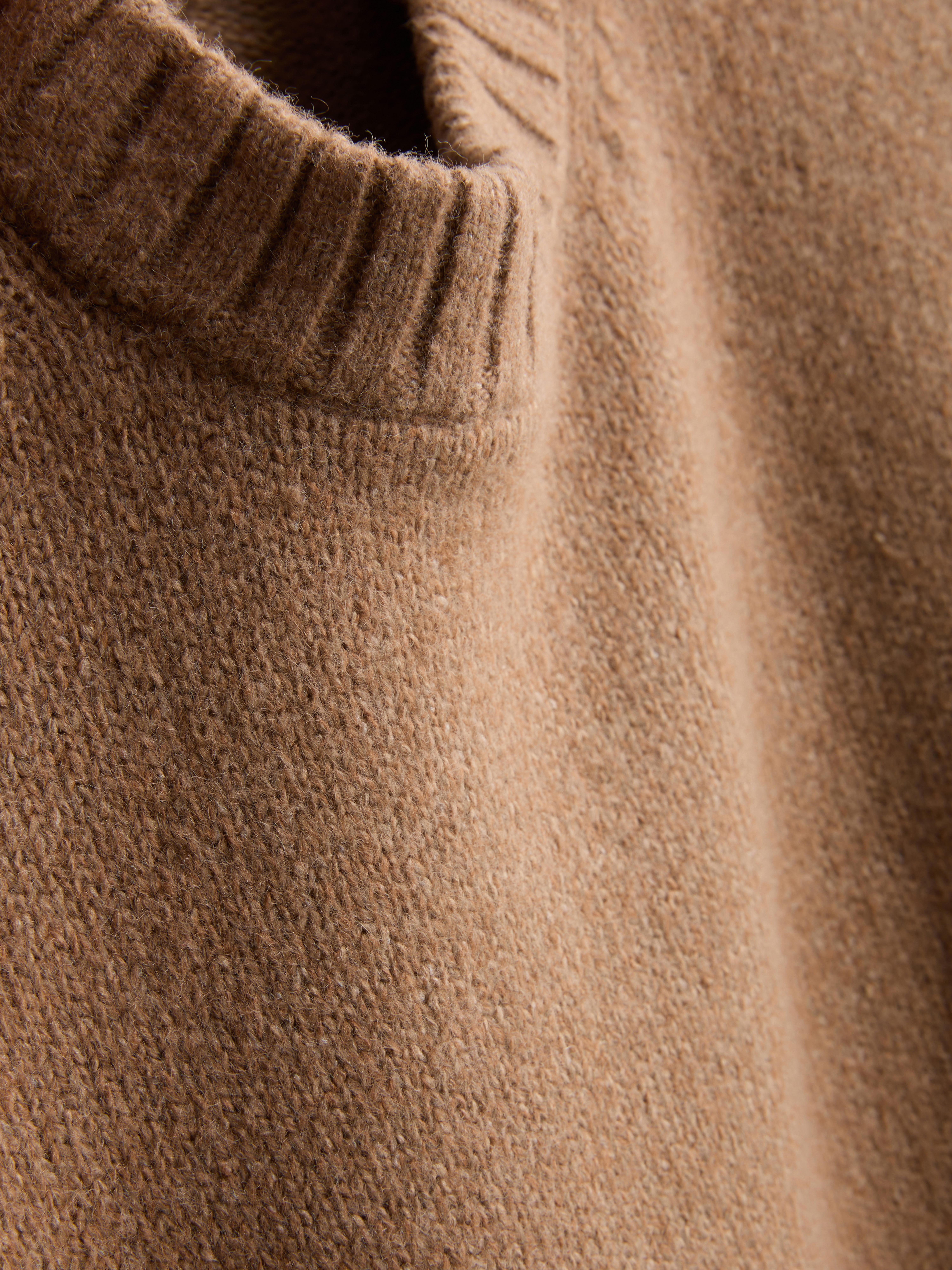 Knitted Wide-Sleeve Sweater - Camel
