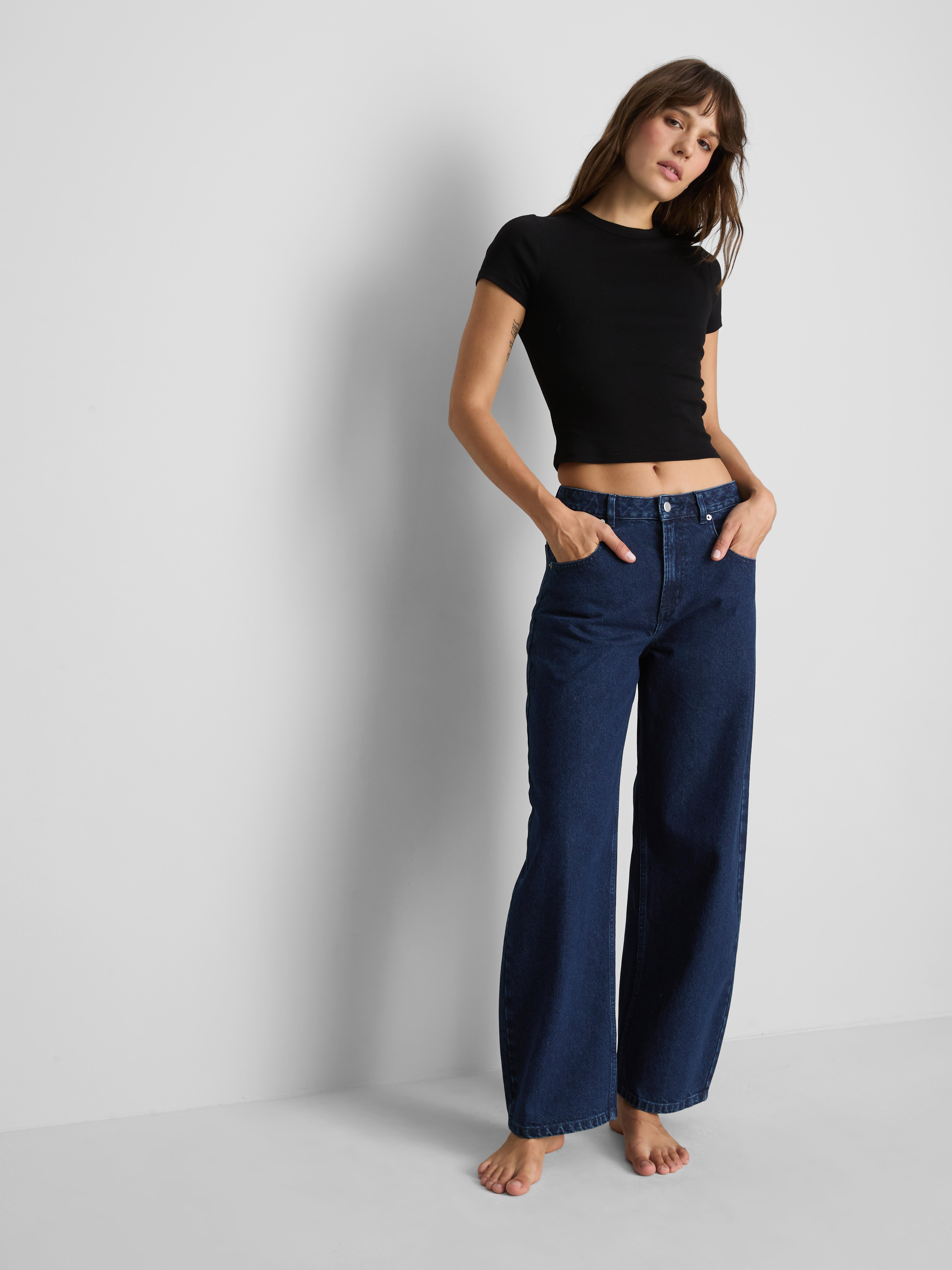High-Waisted Barrel-Leg Jeans - Indigo