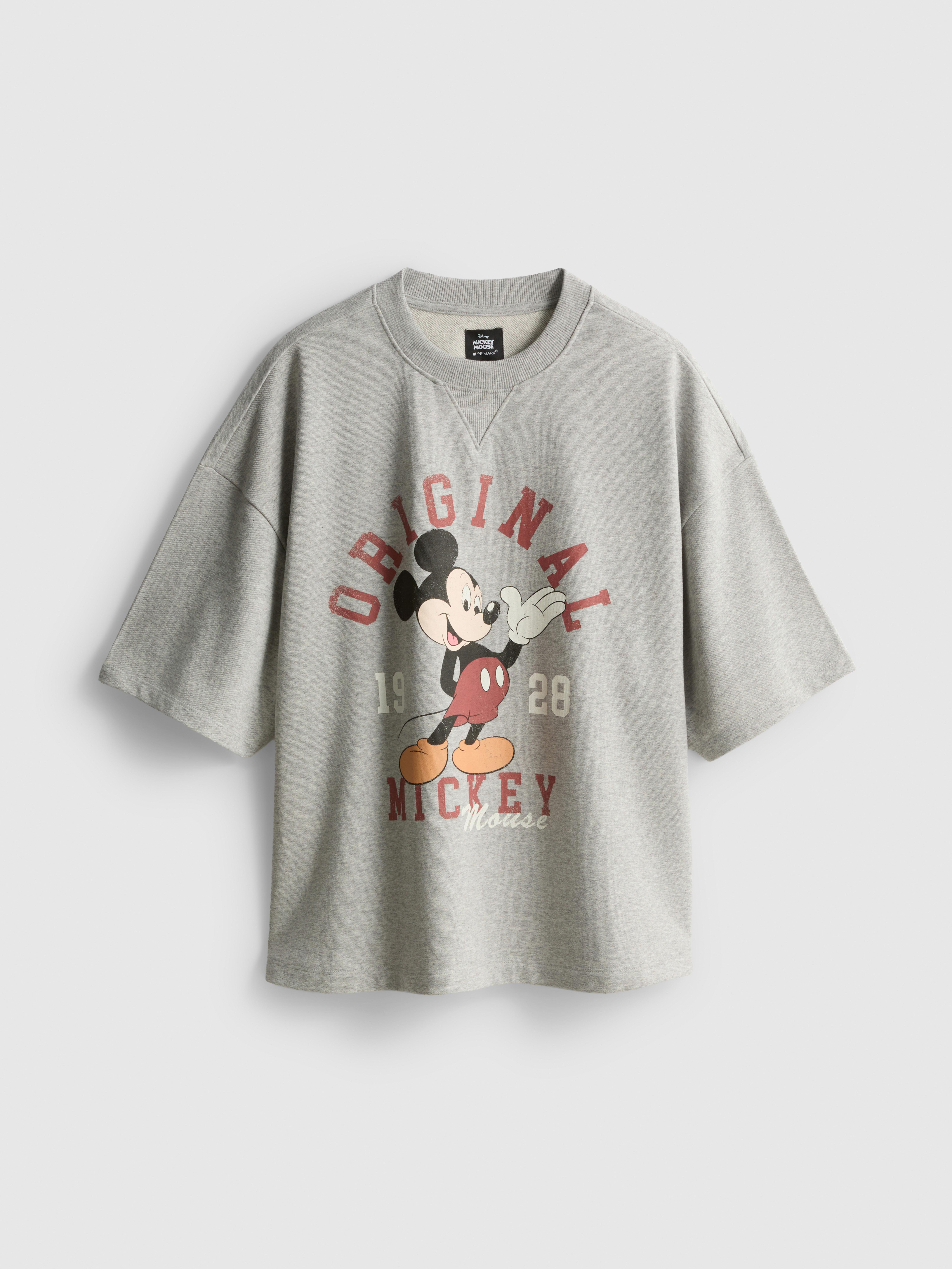 Disney's Mickey Mouse Cotton Rich Short Sleeve Sweatshirt - Gray Heather