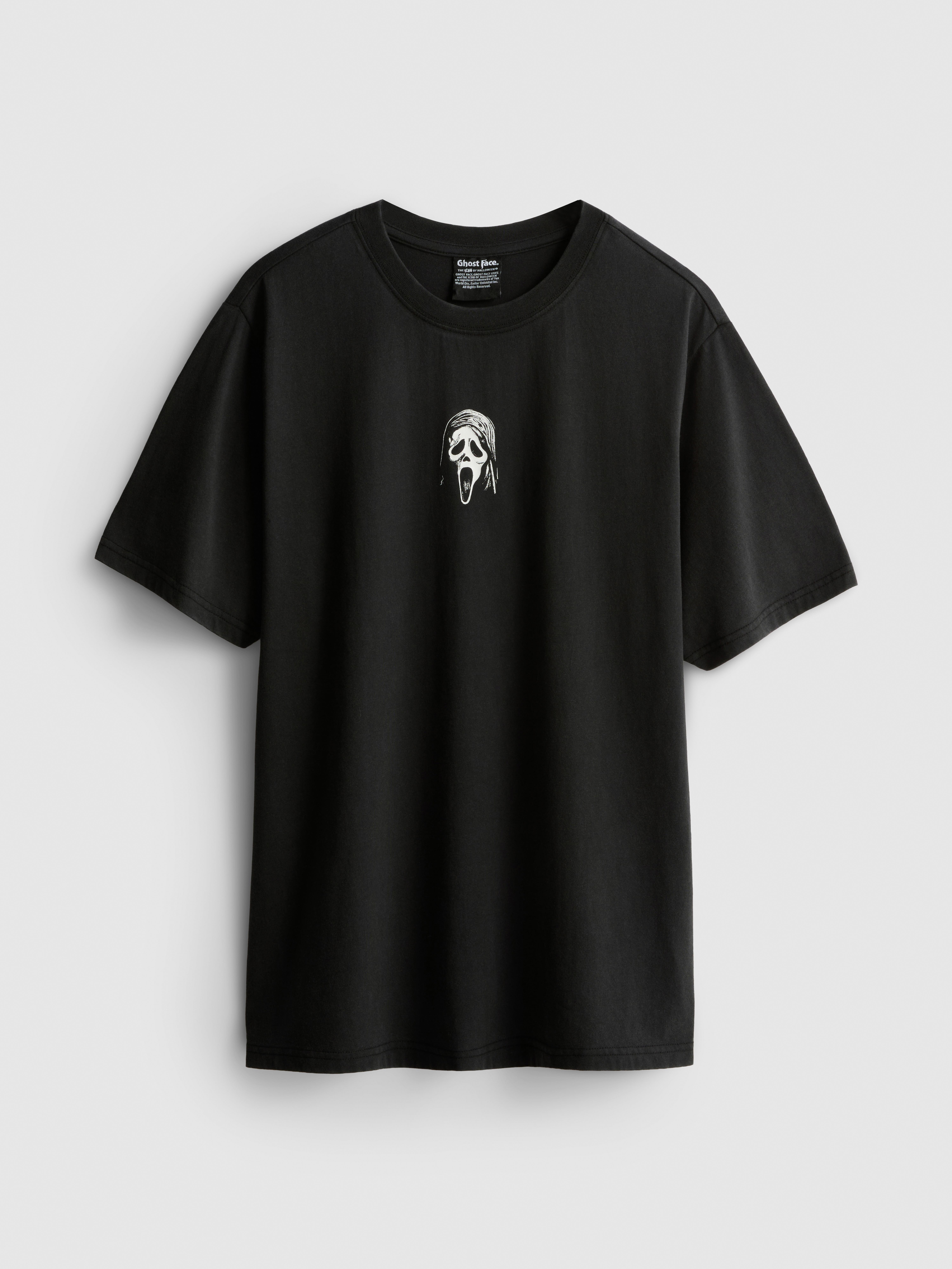 Scream Ghostface Cotton Graphic Oversized Tee - Black
