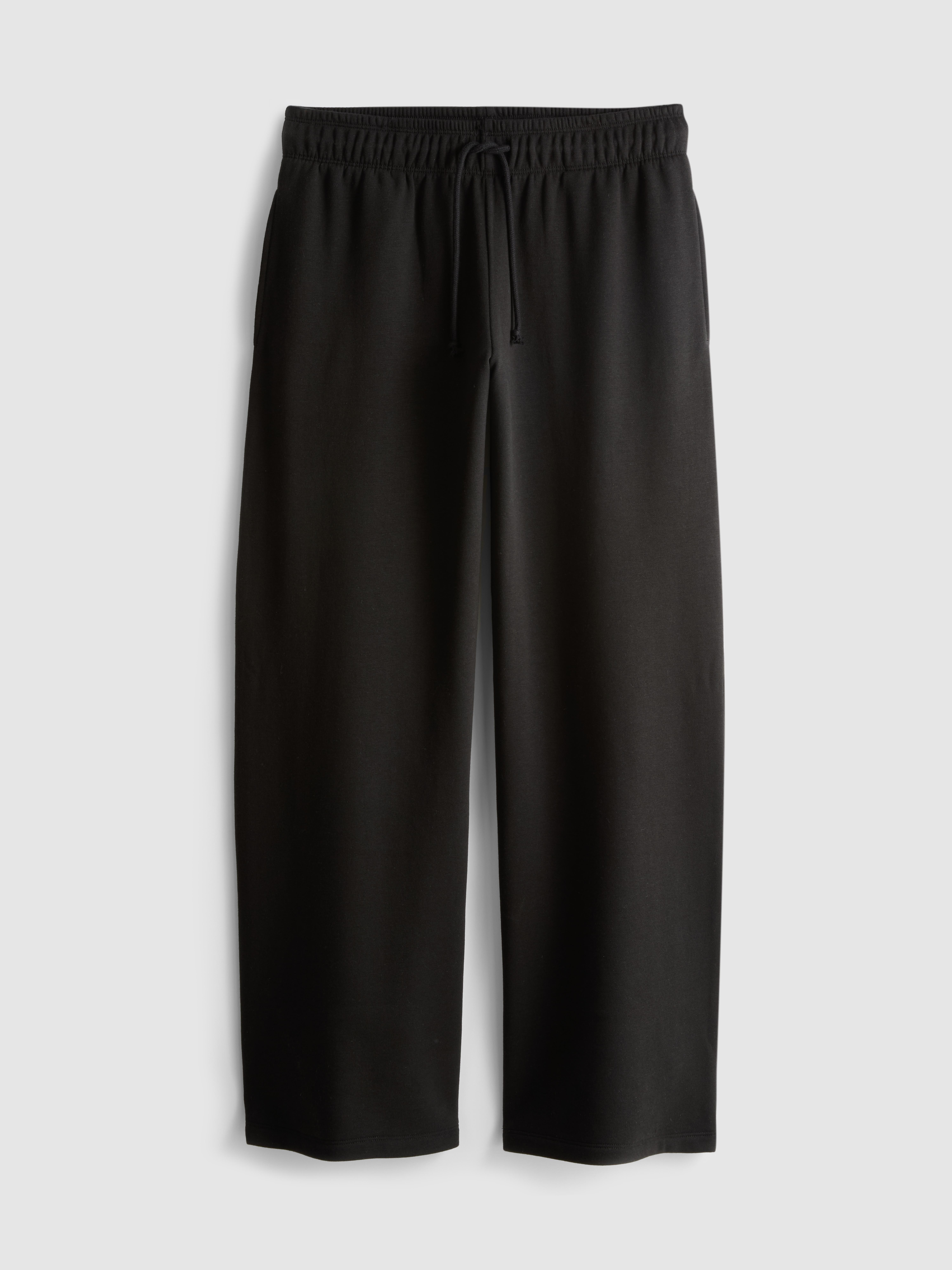 Cotton-Rich Wide-Leg Appliqué Joggers - Black
