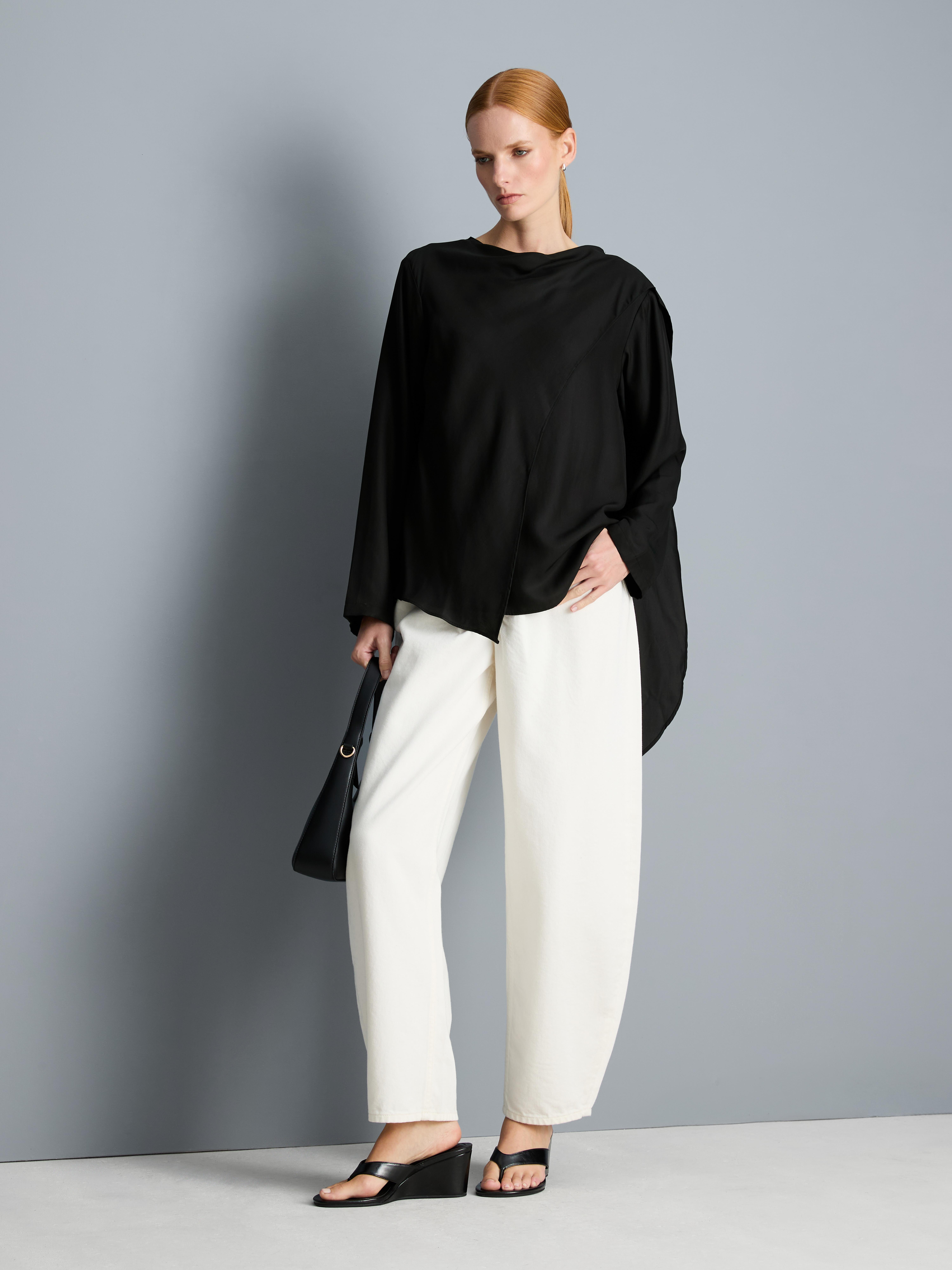 Relaxed Drape Blouse - Black