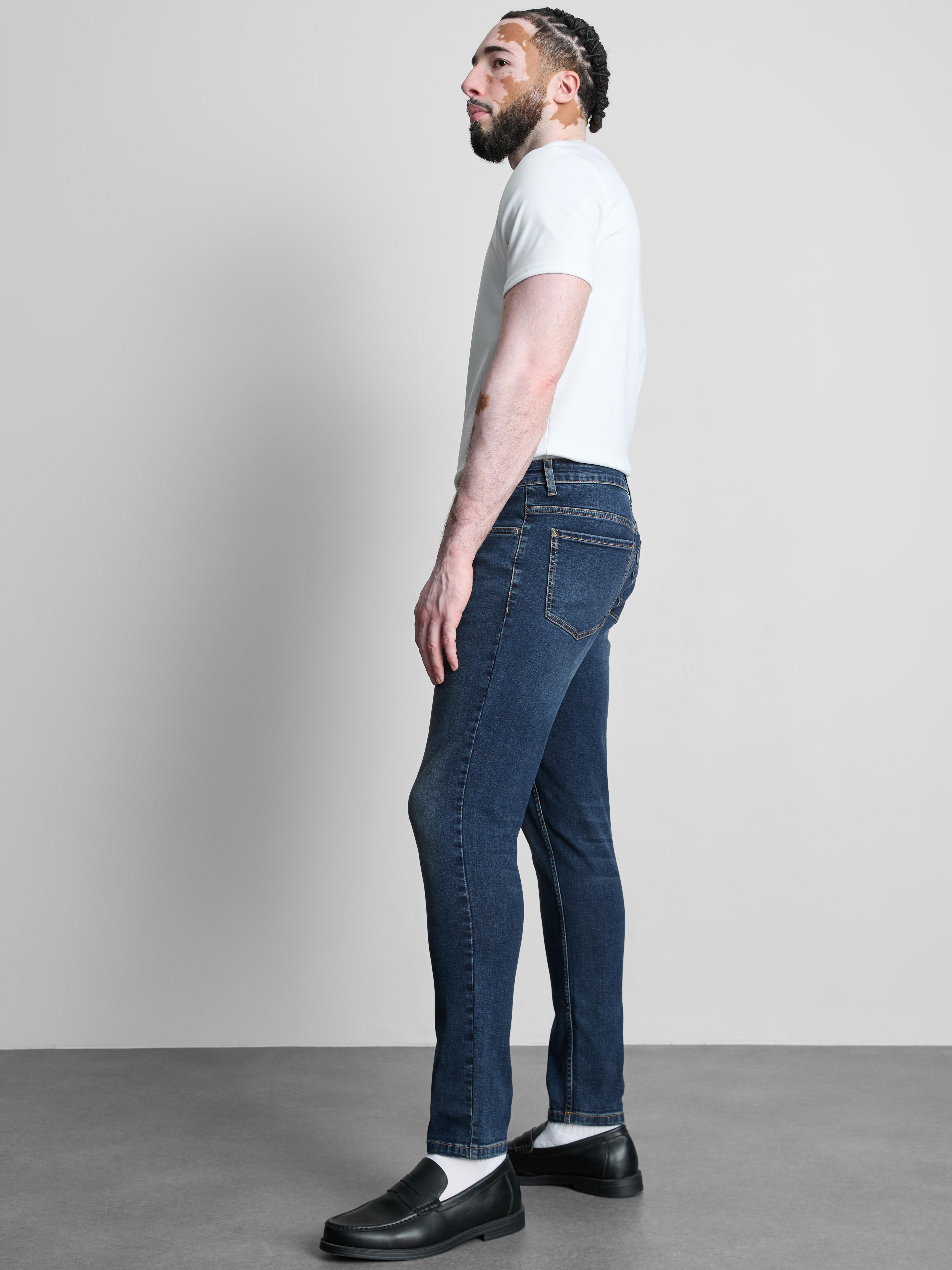 Mid-Rise Skinny Jeans - Dark Blue