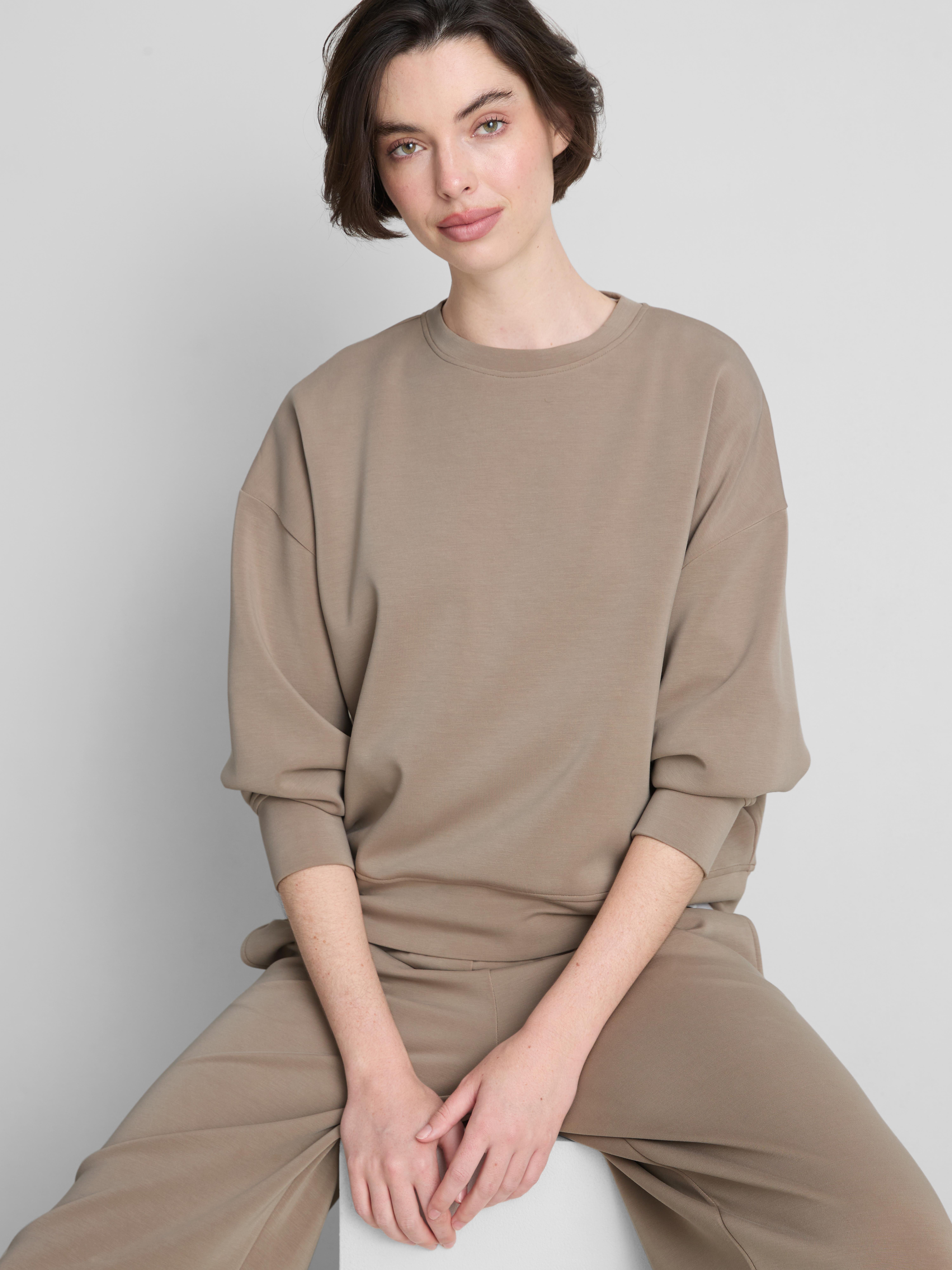 Modal-Blend Crewneck Sweatshirt - Taupe