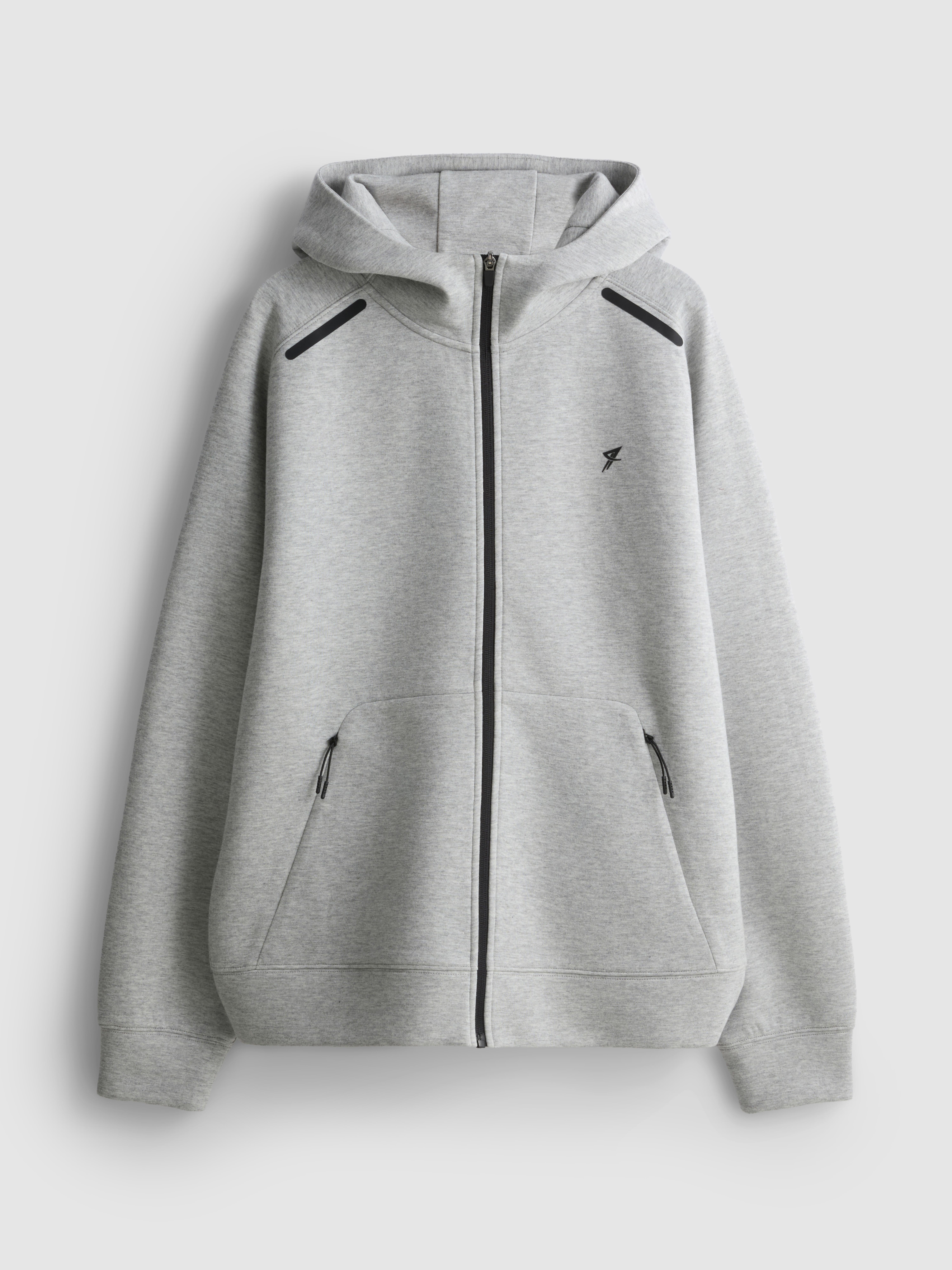 Zip-Up Gym Hoodie - Gray Heather