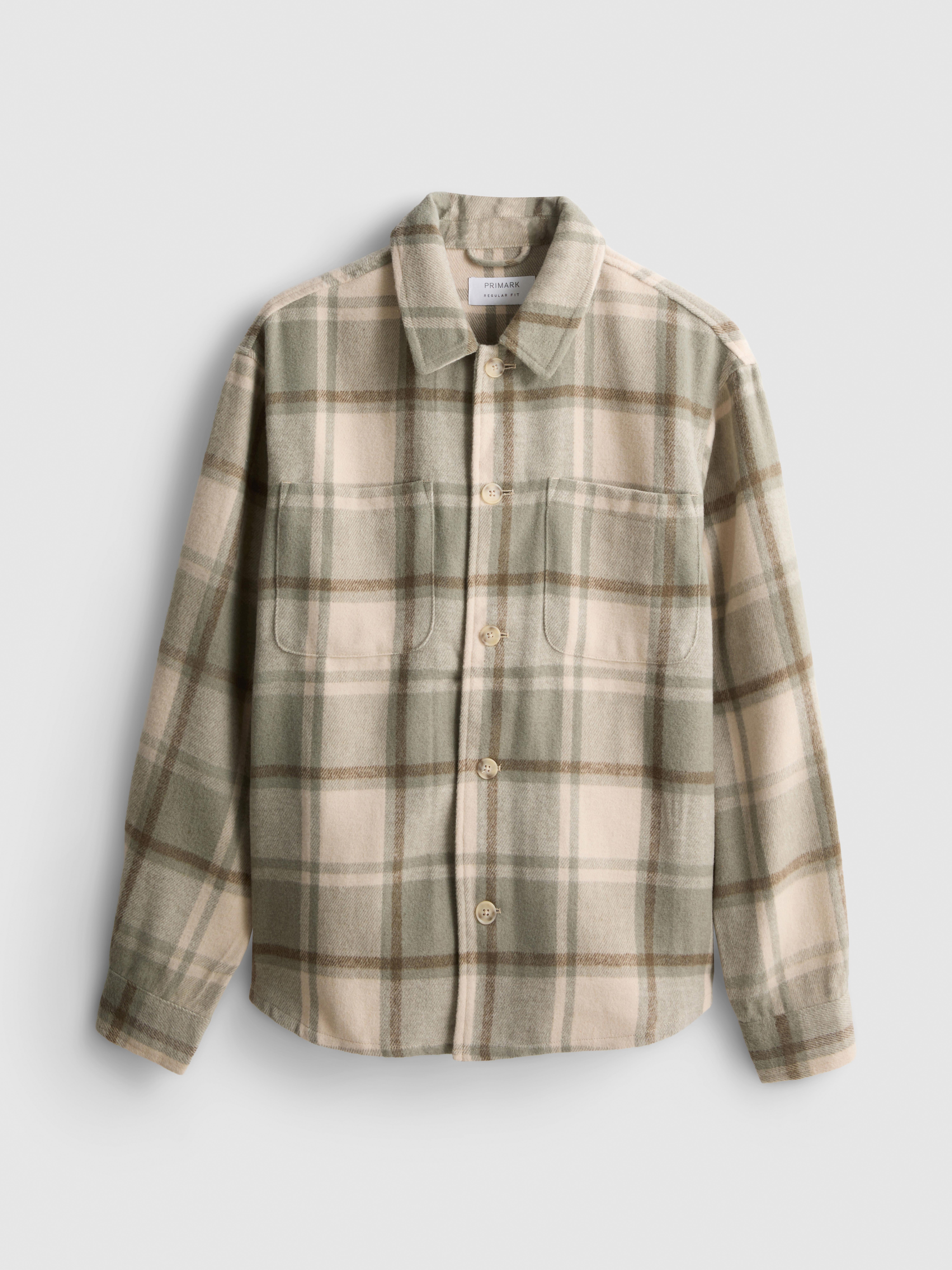 Check Button-Up Overshirt - Green