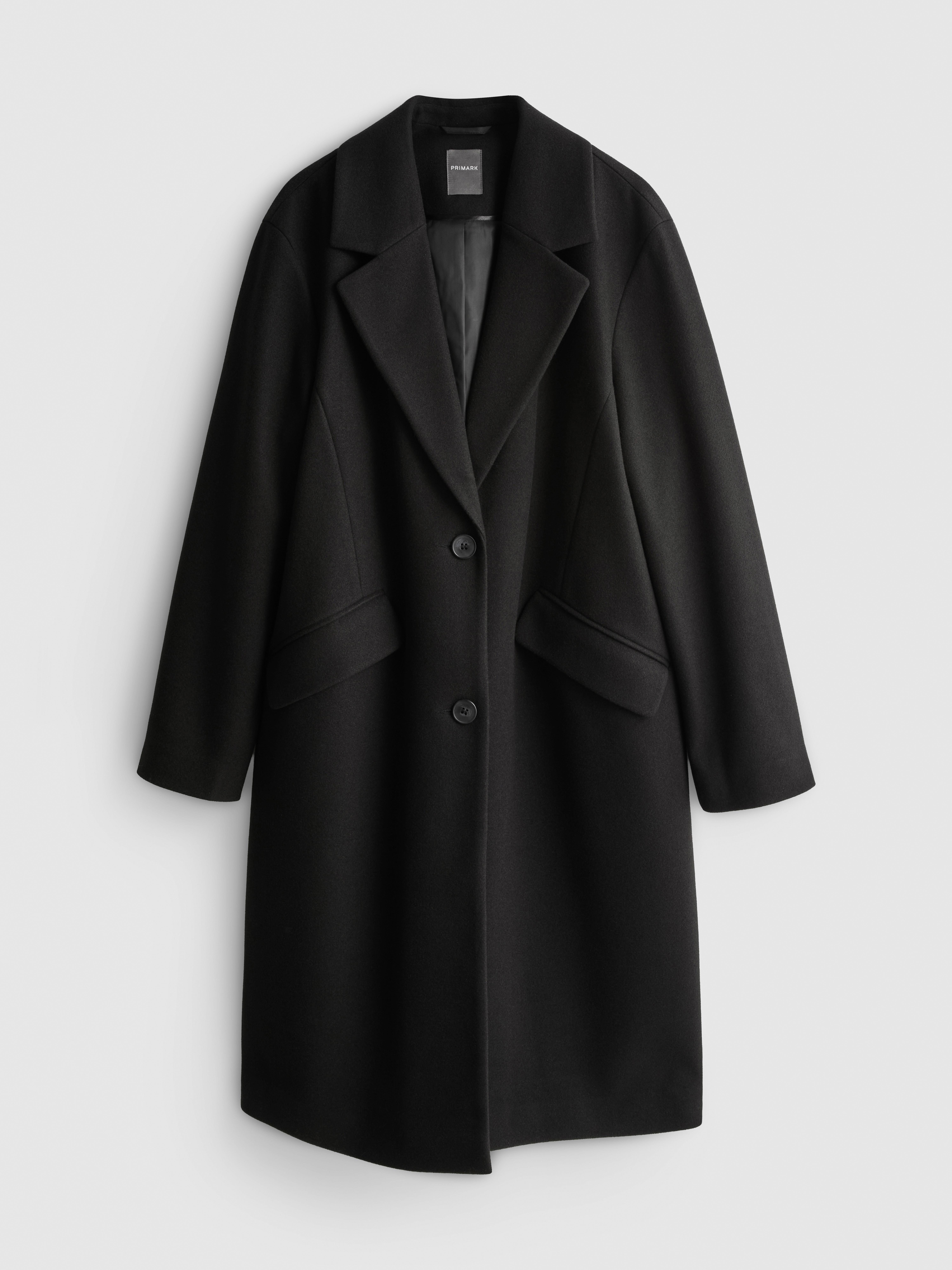 Single-Breasted Overcoat - Black