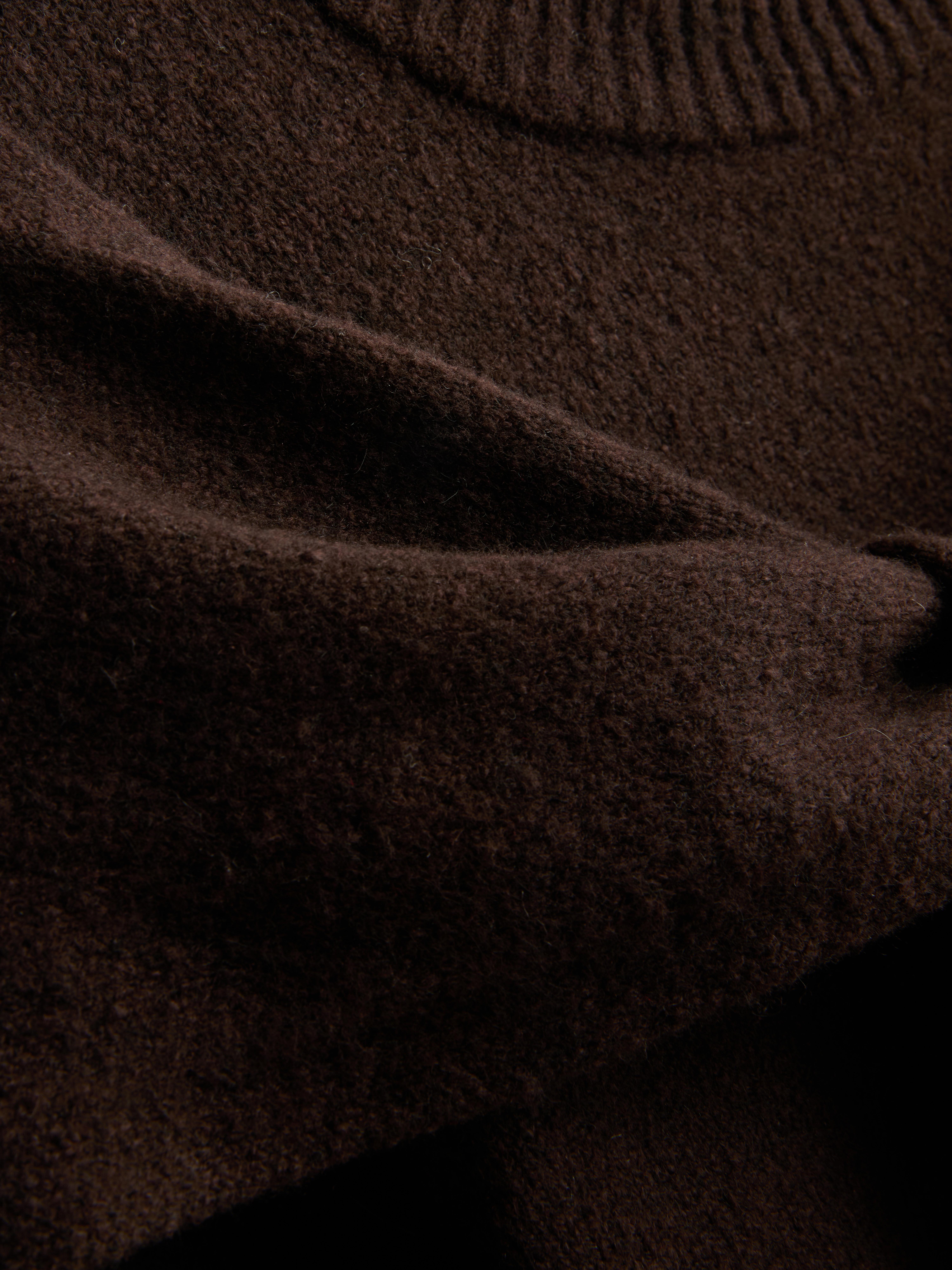 Knitted Tie Neck Tee - Chocolate