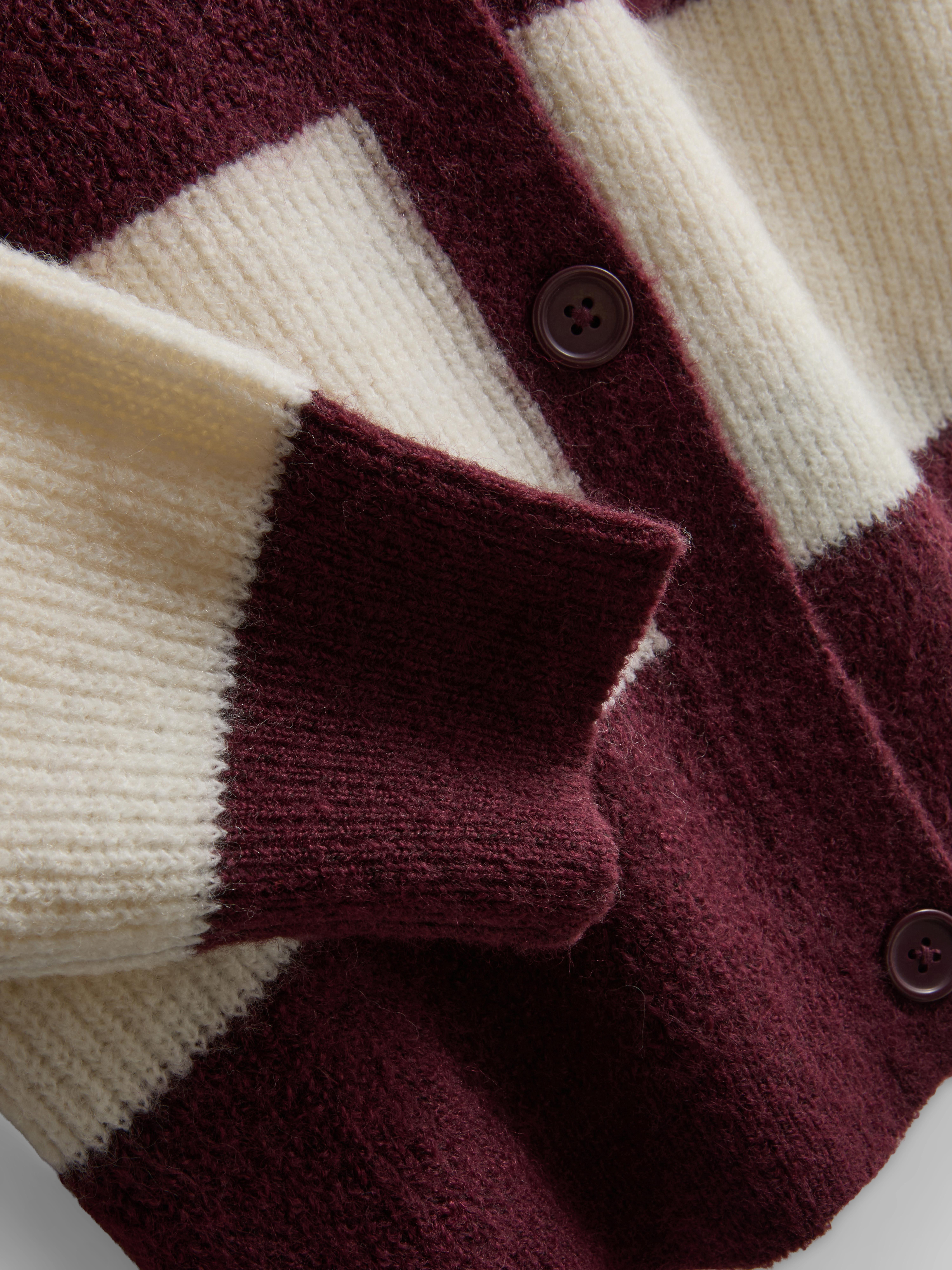 Soft Rib V-Neck Cardigan - Burgundy