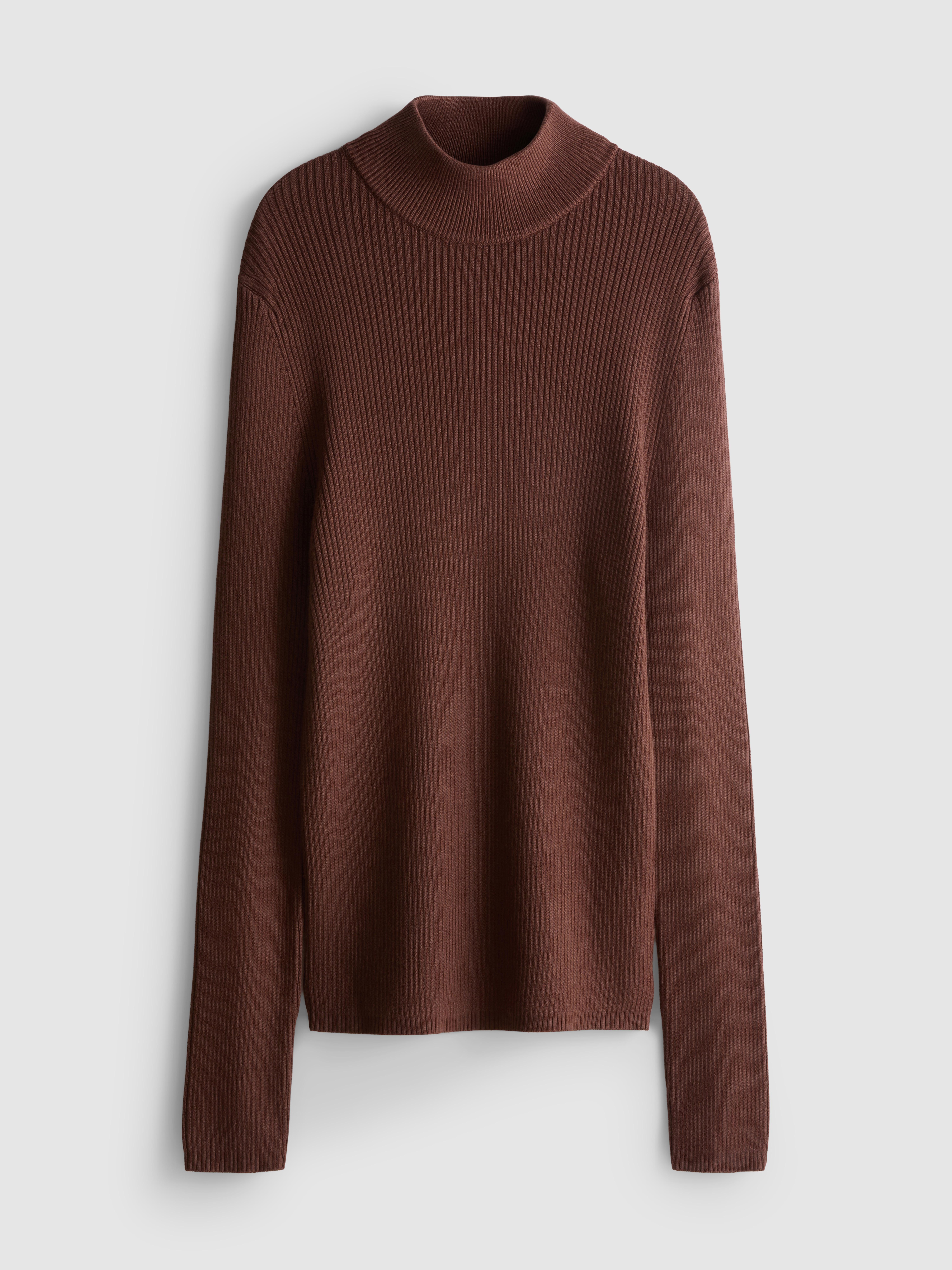 Ribbed Turtleneck Sweater - Chocolate